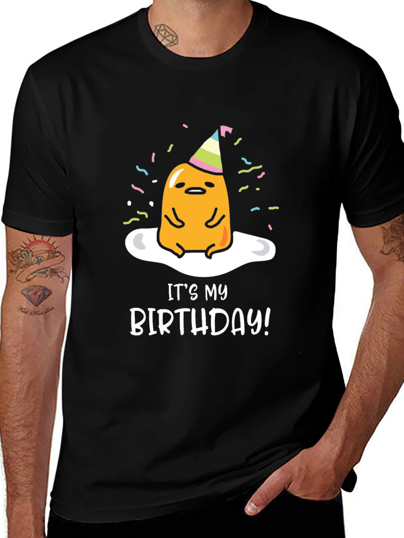 It's My Birthday Gudetama Black T-Shirt