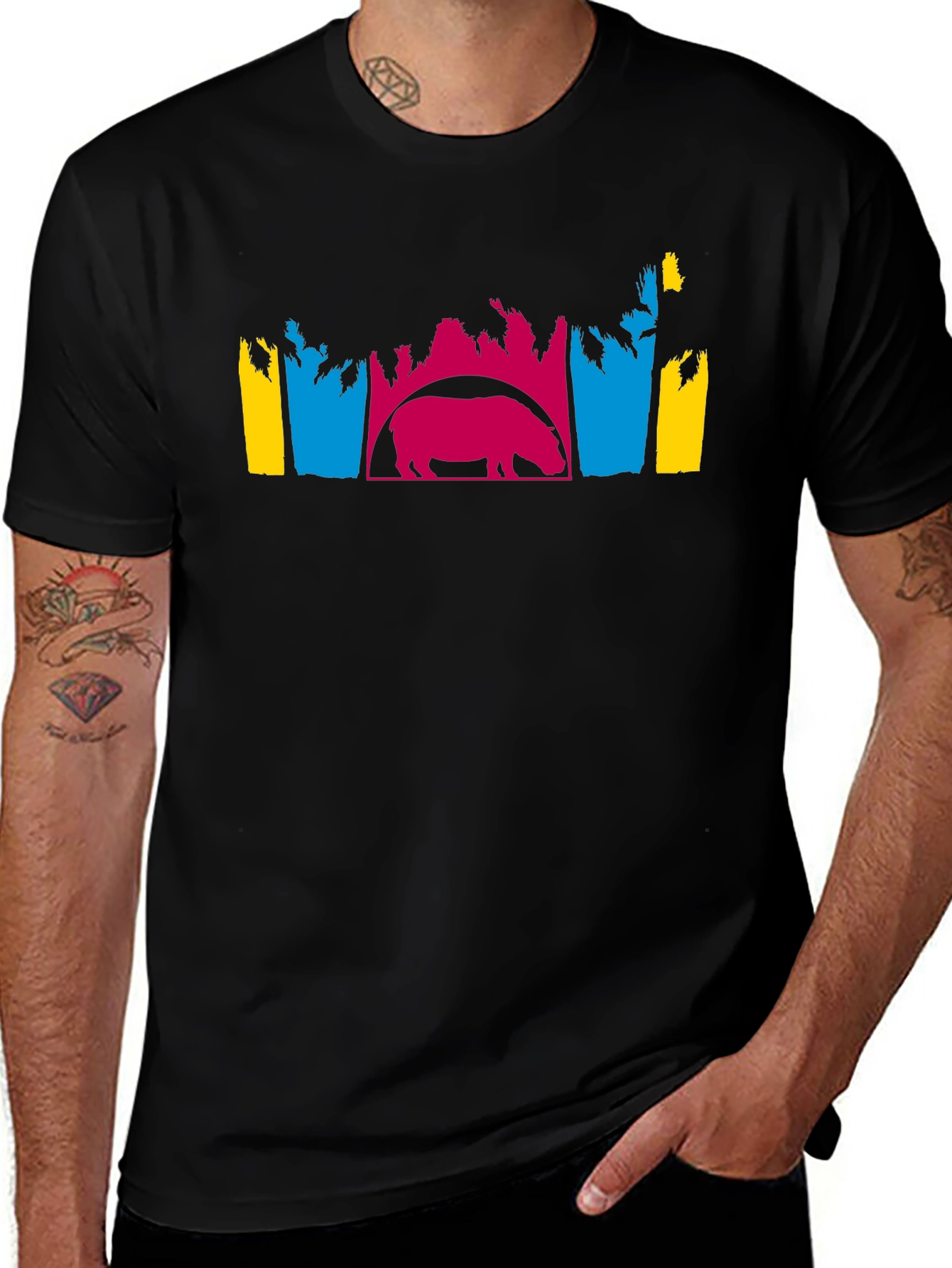 Variant 6 of Hippo Silhouette Graphic Tee - Unique Design