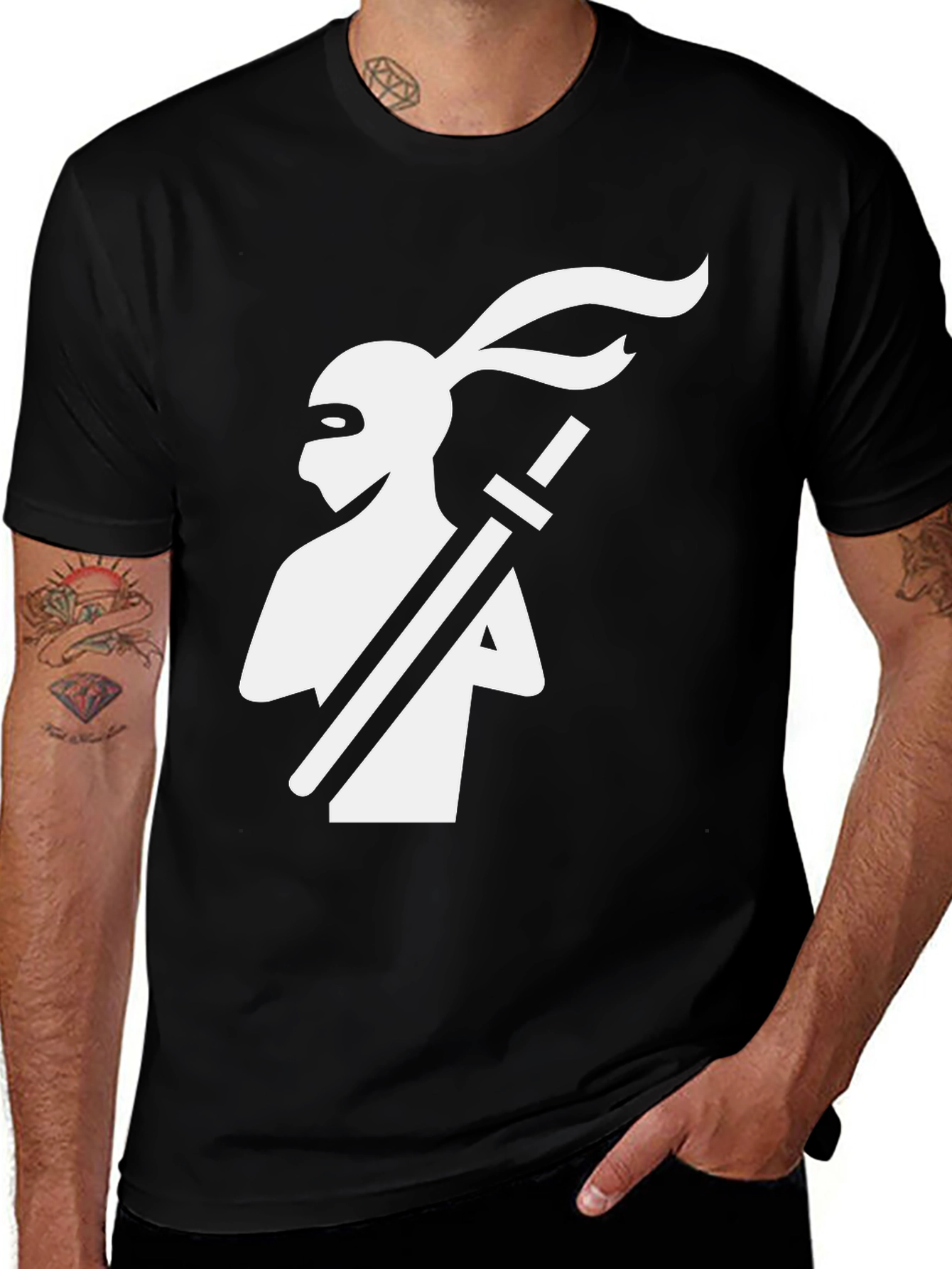 Variant 15 of Ninja T-Shirt - Black Cotton Graphic Tee