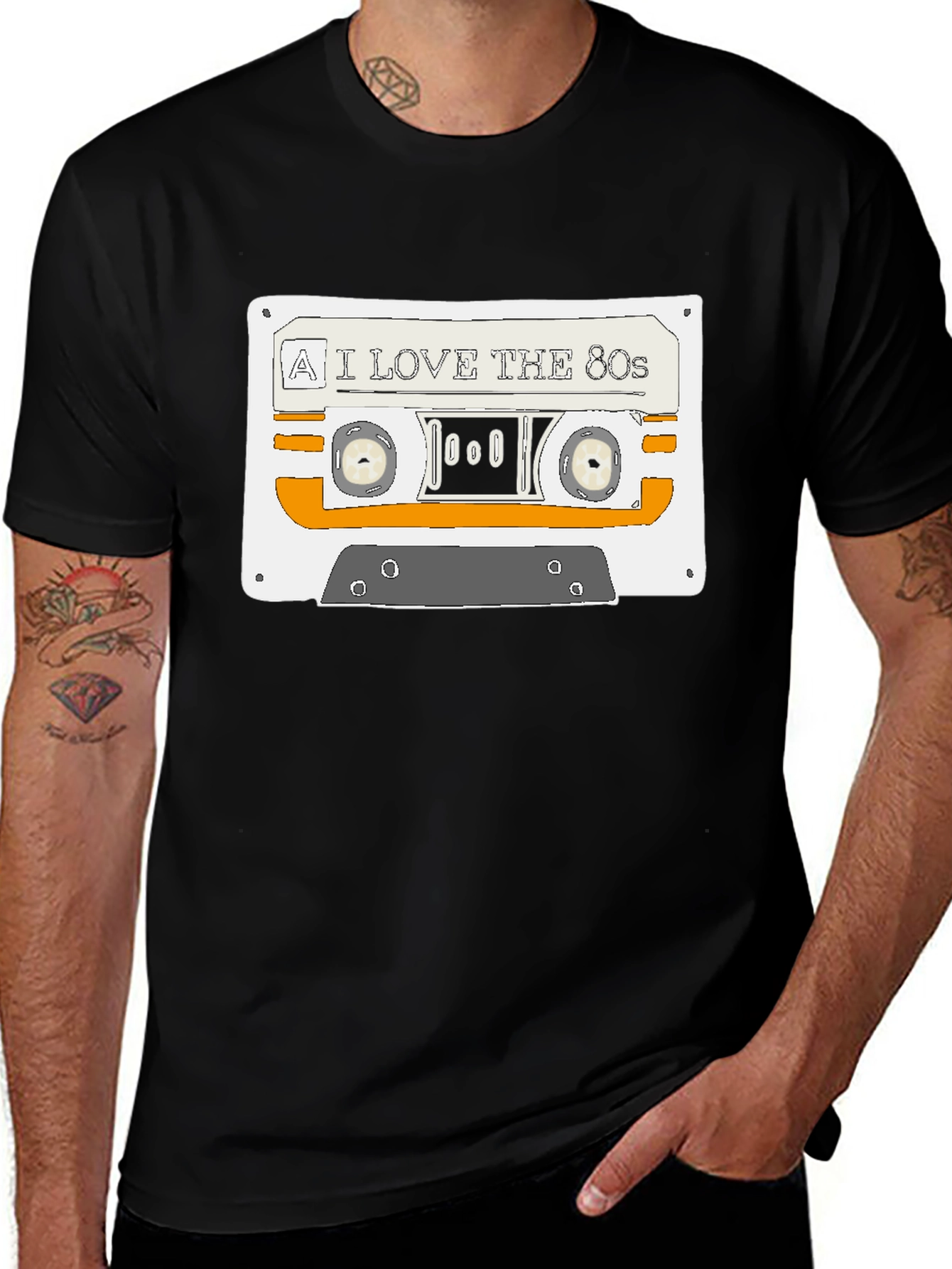Variant 24 of I Love the 80s Cassette Graphic Tee - Black