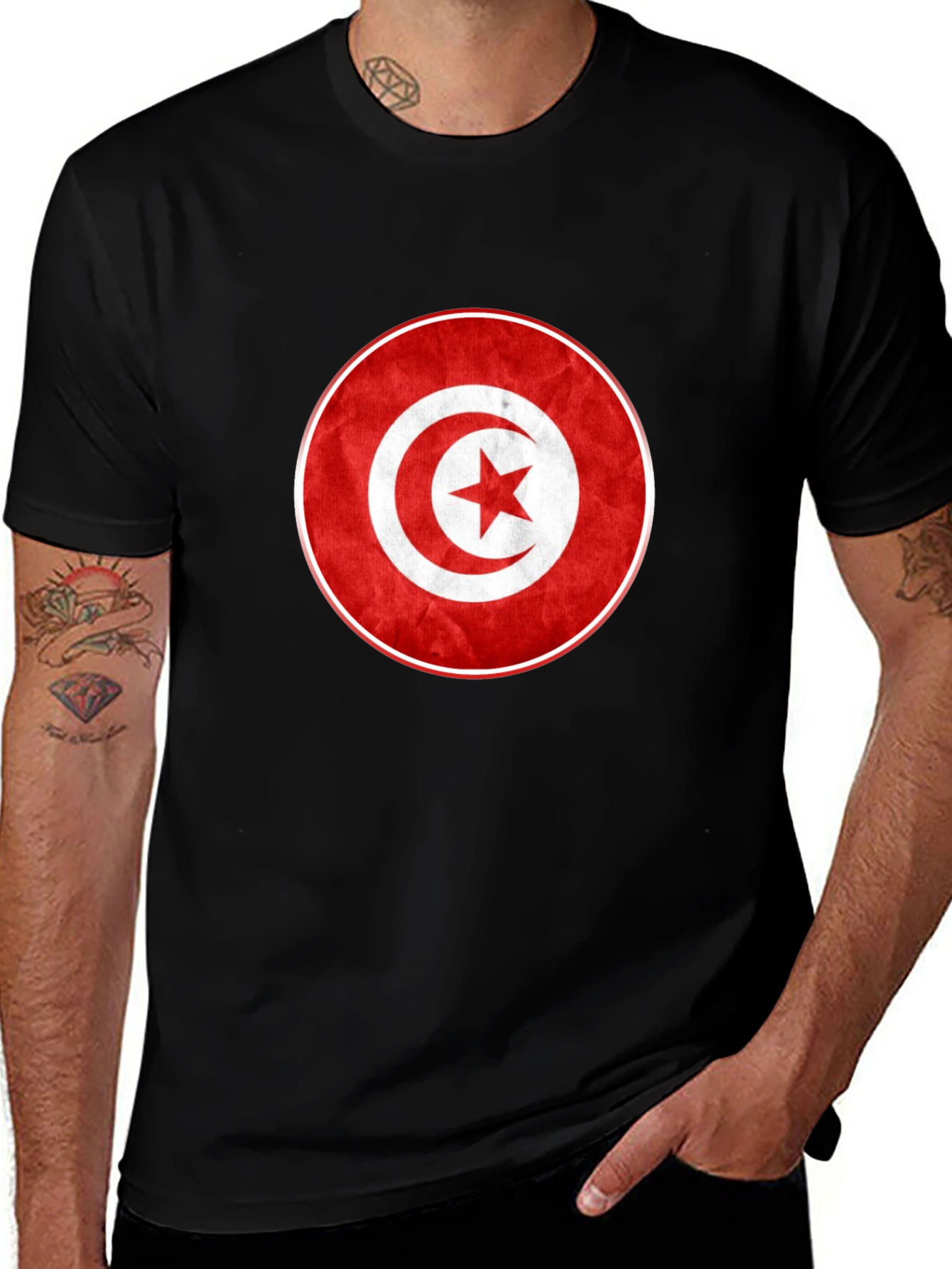 Variant 29 of Tunisia Flag T-Shirt - Red & White Graphic Tee