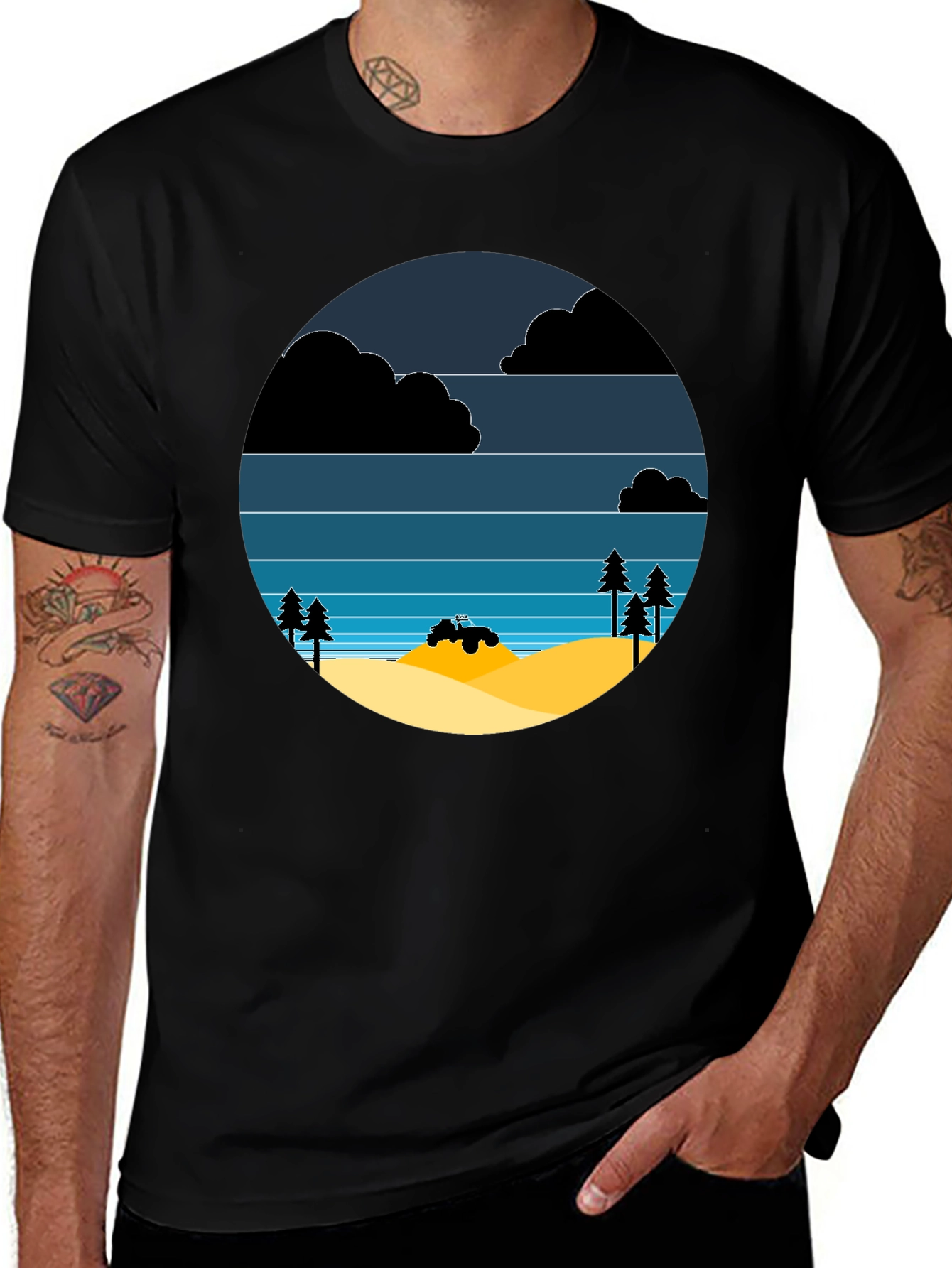 Variant 20 of Desert ATV Graphic Tee - Mens Black T-Shirt