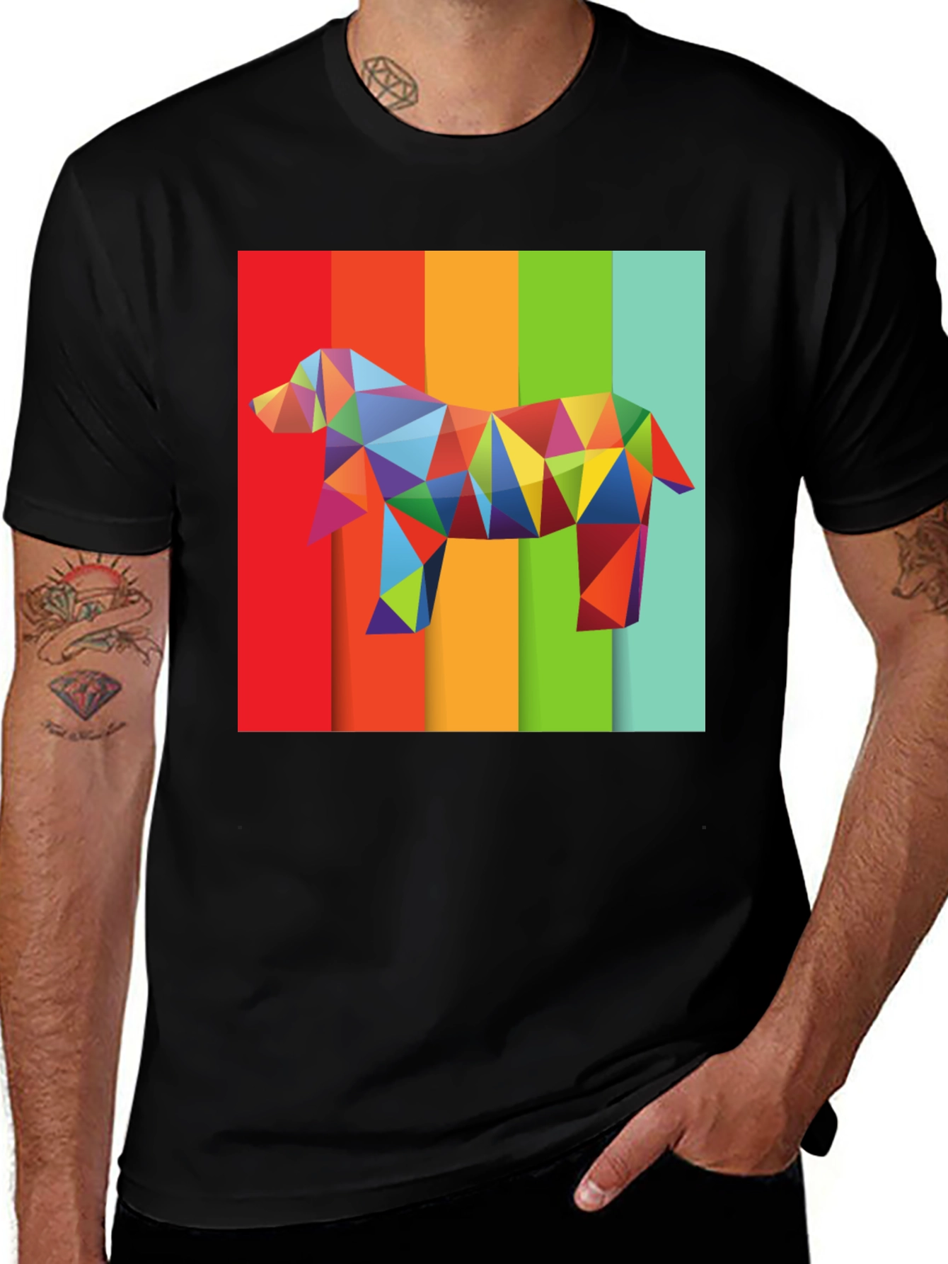 Variant 25 of Geometric Dog Graphic Tee - Colorful Design