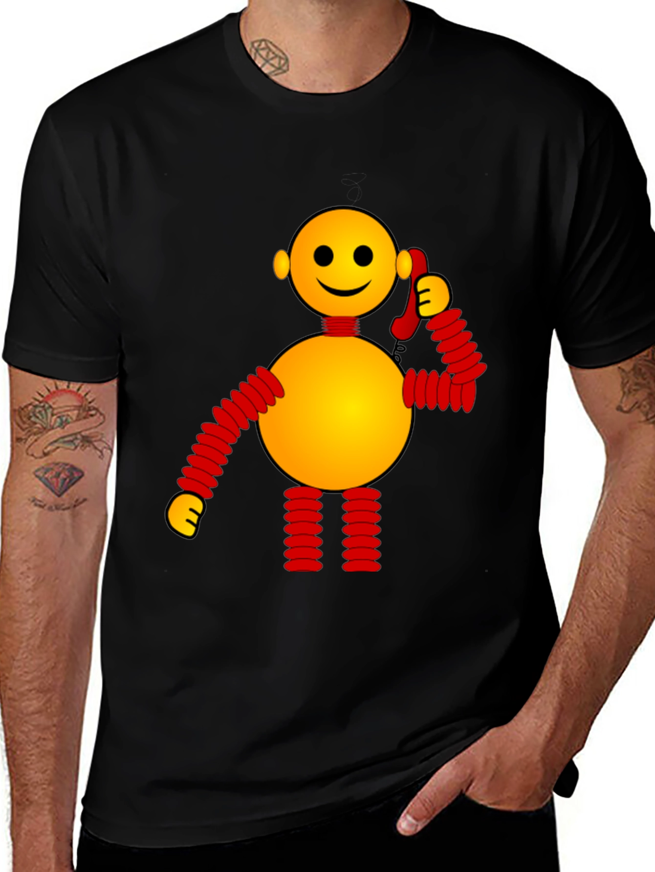 Variant 7 of Whimsical Robot Graphic Tee - Black