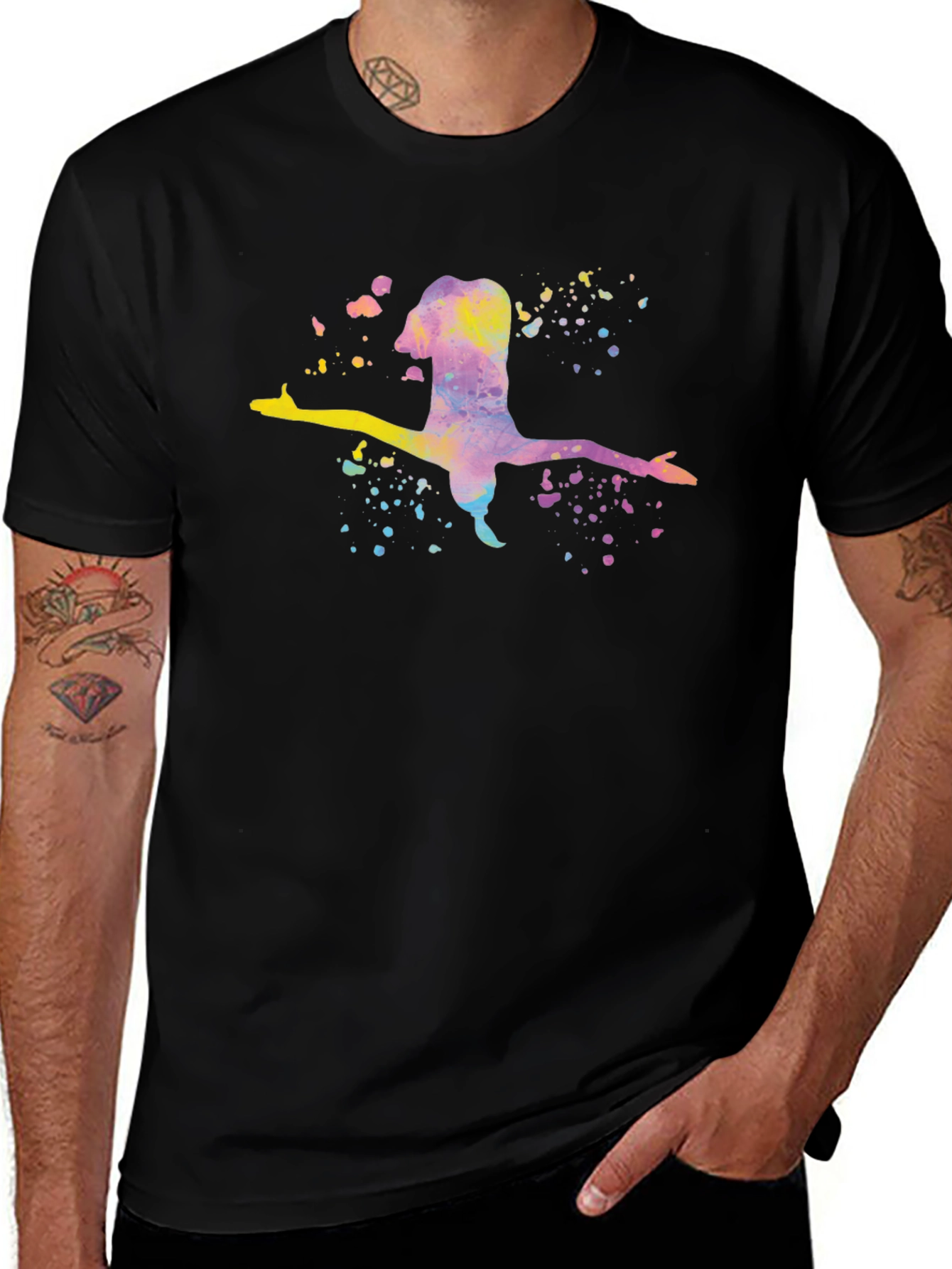 Variant 22 of Watercolor Dancer Graphic Black T-Shirt