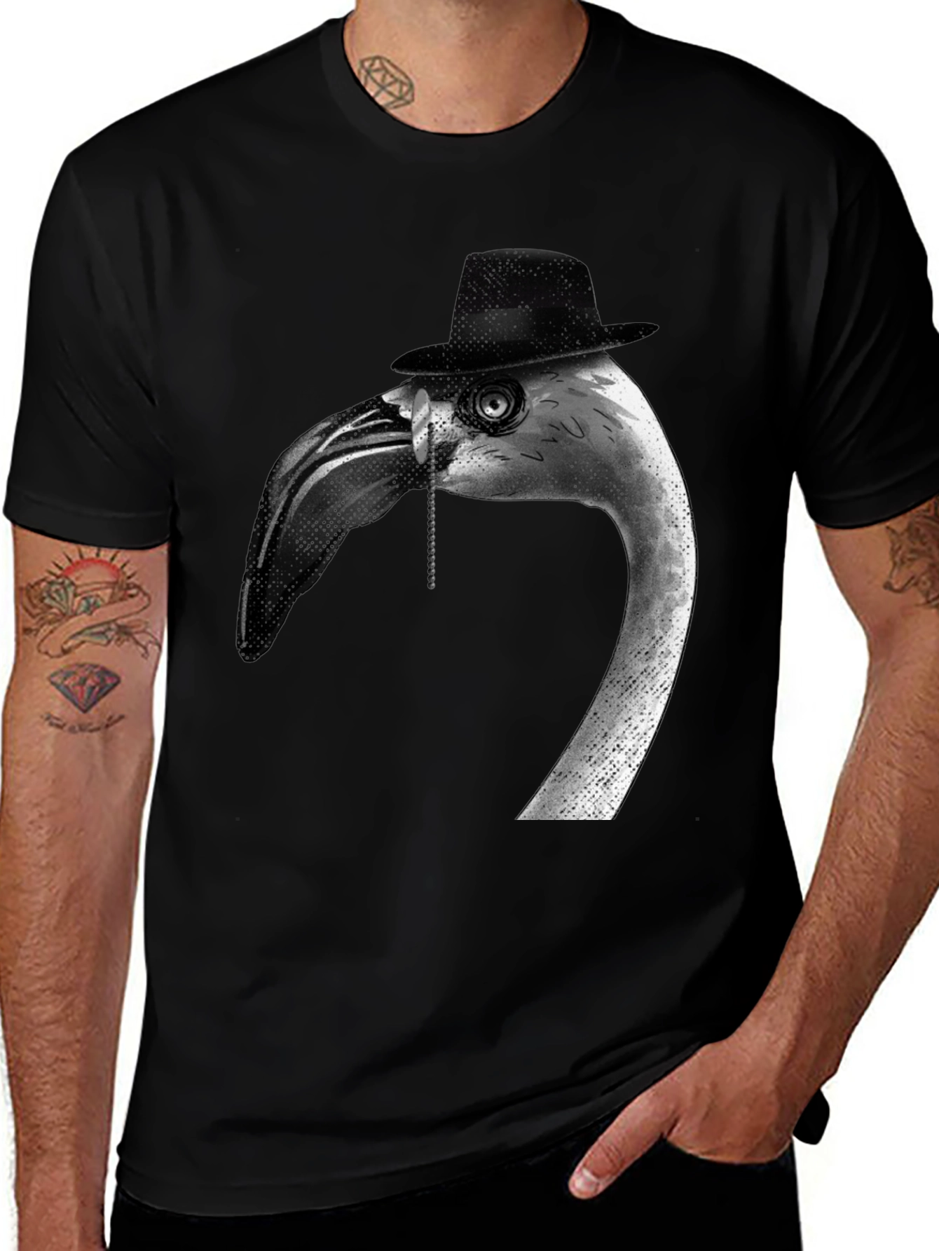 Variant 21 of Flamingo Gentleman Graphic T-Shirt - Black