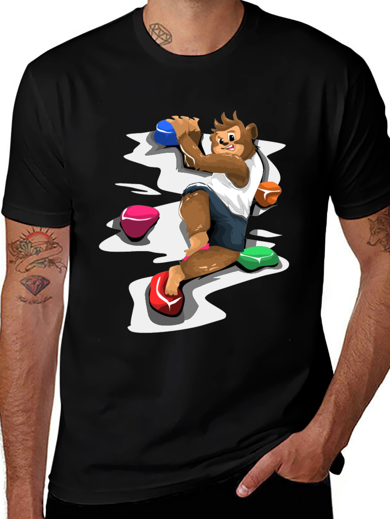 Variant 4 of Monkey Climber Graphic Tee - Black Cotton Blend