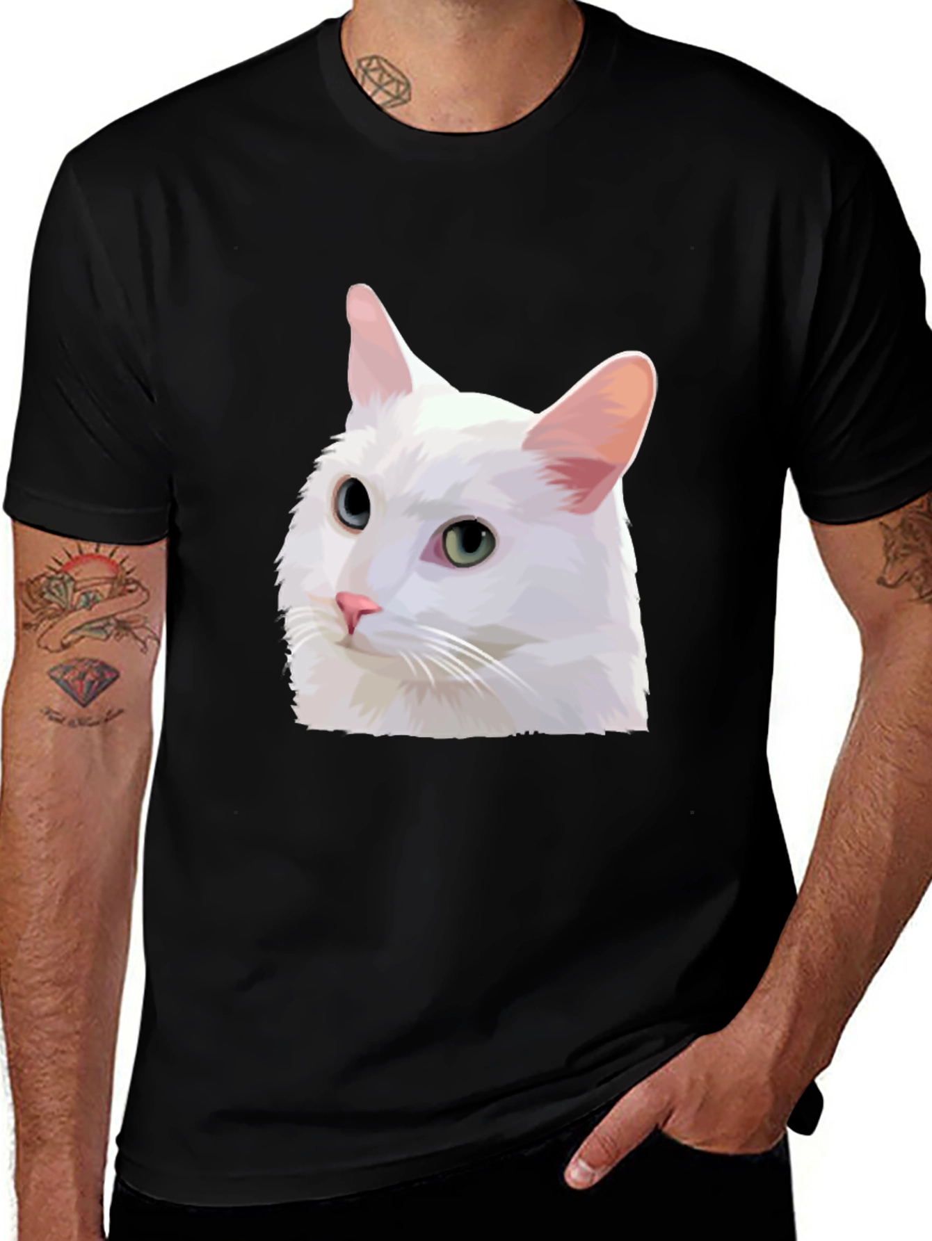 White Cat Graphic Tee - Modern Style