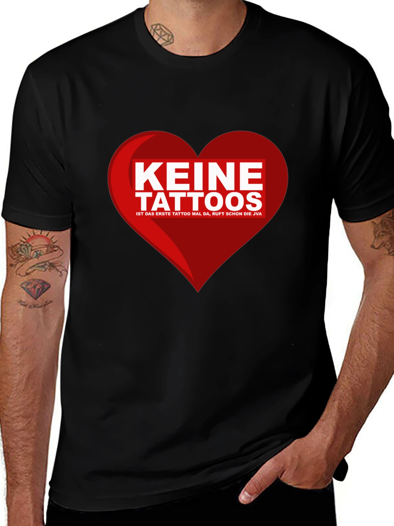 Variant 10 of Keine Tattoos Graphic Tee - German Phrase Black T-Shirt