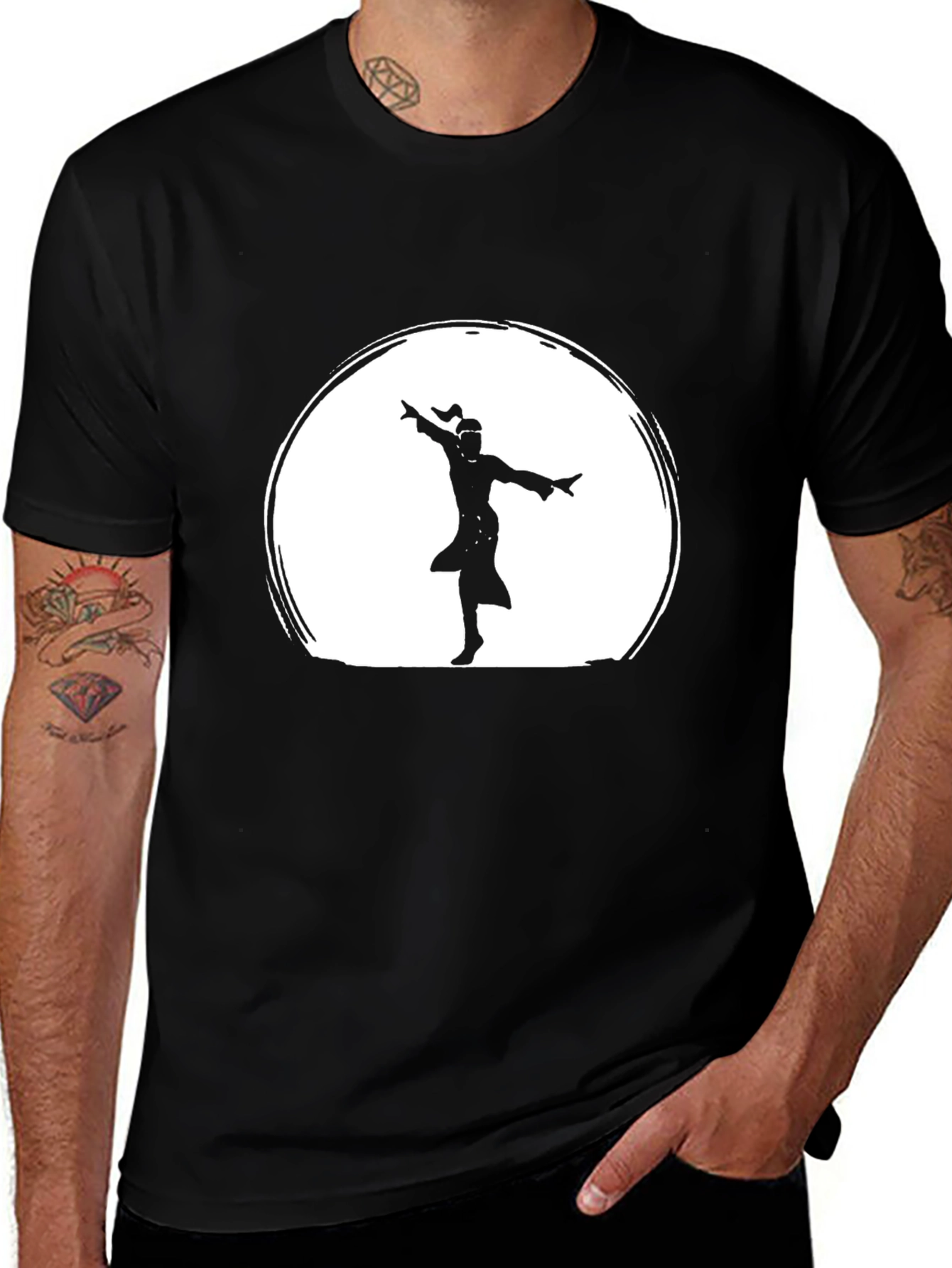 Variant 27 of Black Graphic Tee - Dancing Silhouette Design