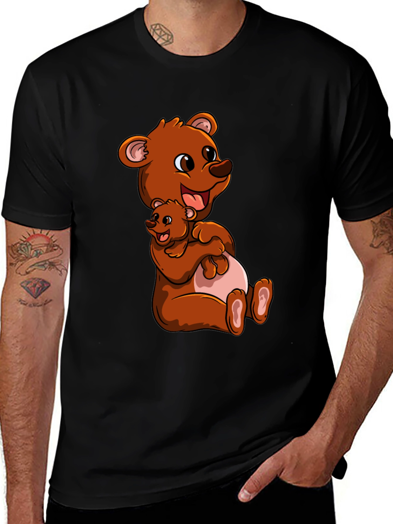 Variant 20 of Cute Bear Hug Black T-Shirt