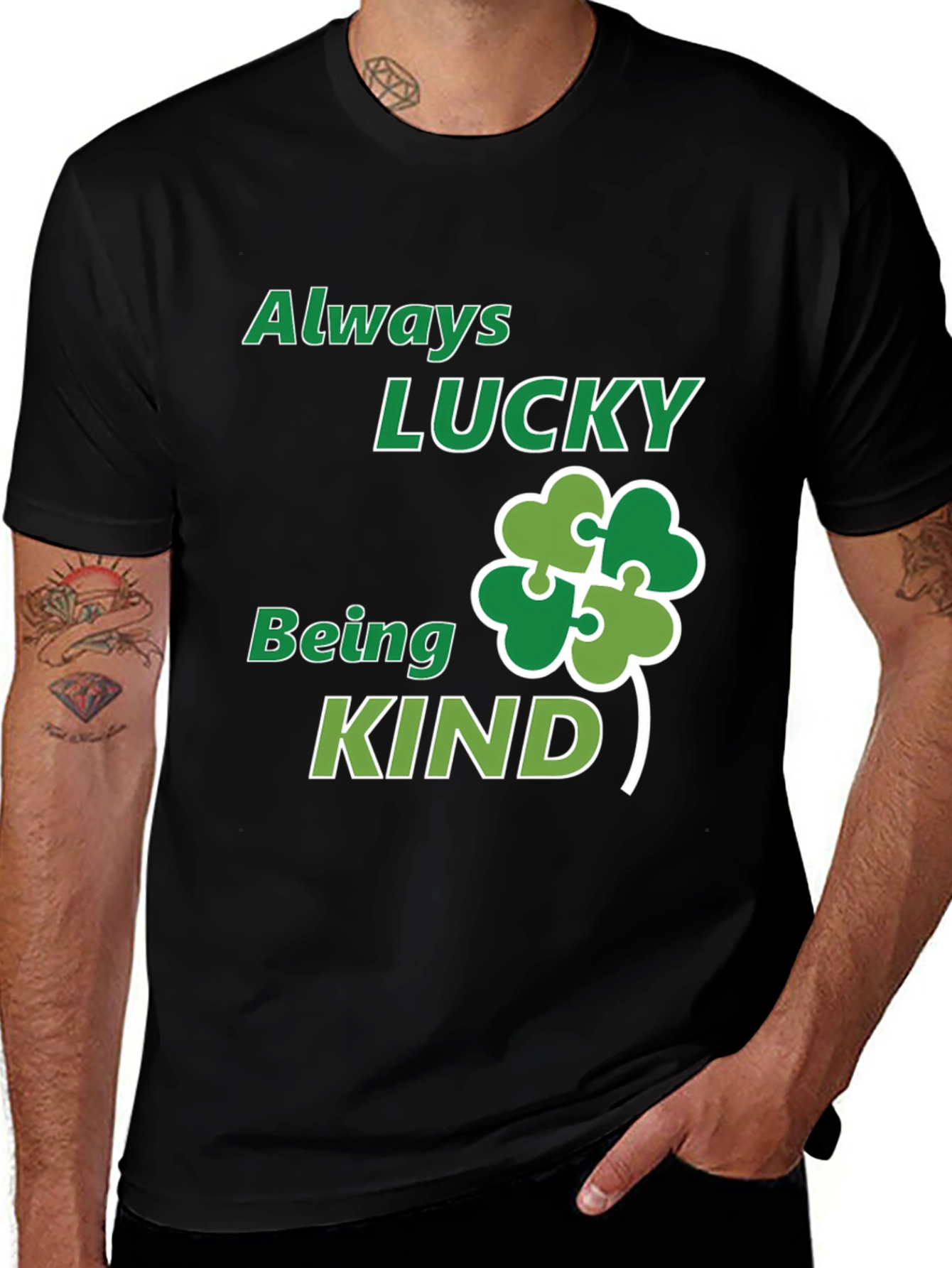 Variant 18 of Always Lucky Being Kind Black Graphic Tee