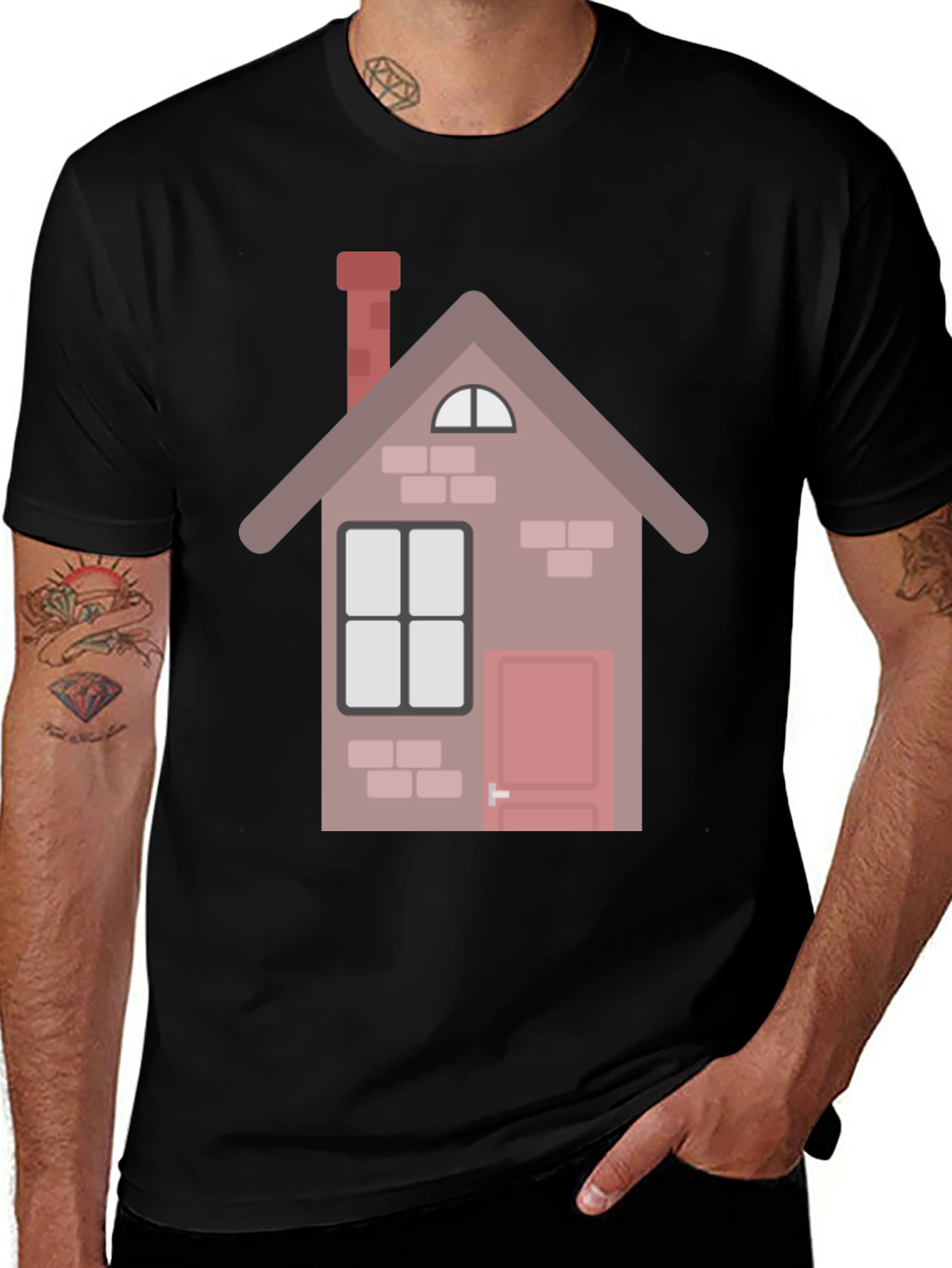 Variant 11 of House Graphic Tee - Black Cotton Blend