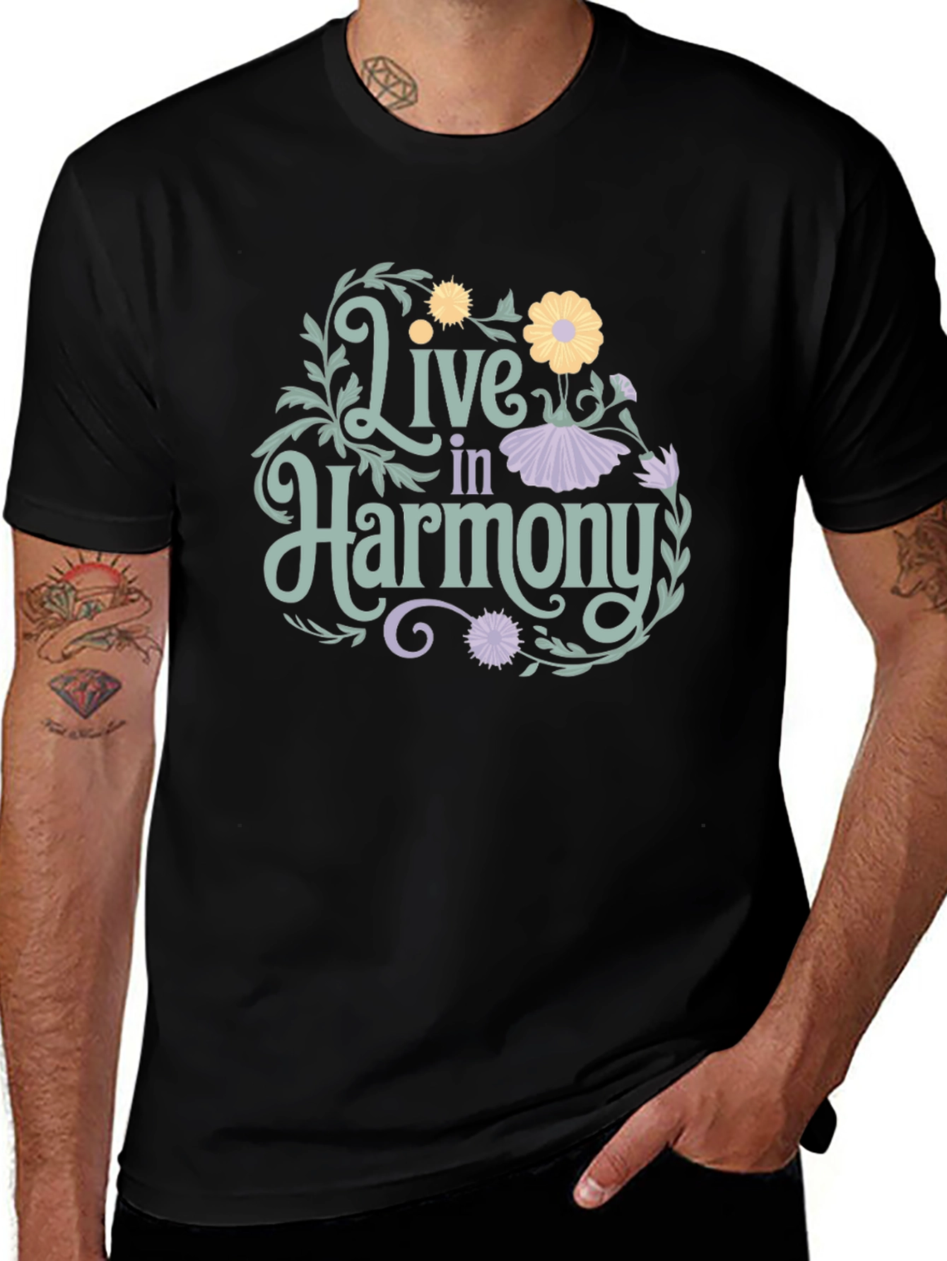 Live In Harmony Floral Graphic T-Shirt
