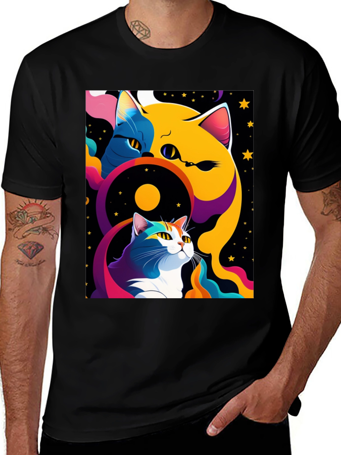 Variant 15 of Psychedelic Cat Graphic Tee