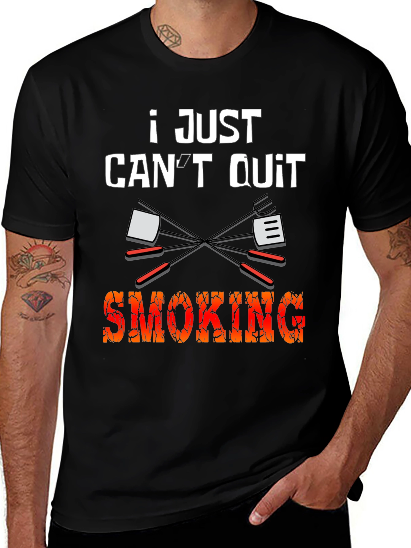 Black I Just Can't Quit Smoking BBQ T-Shirt main image