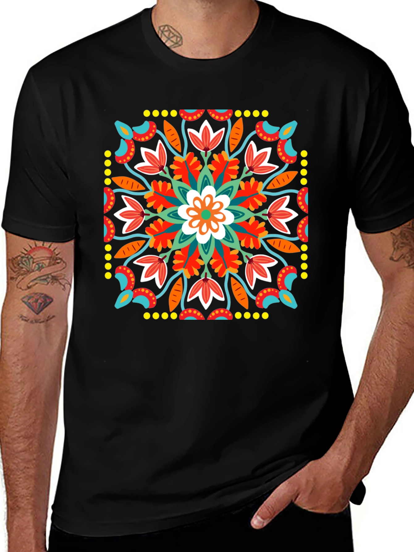 Variant 6 of Floral Mandala Black T-Shirt