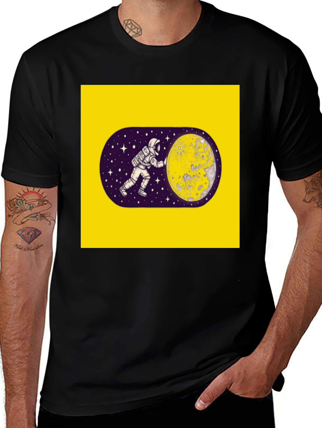 Variant 6 of Astronaut Moon Graphic Black T-Shirt