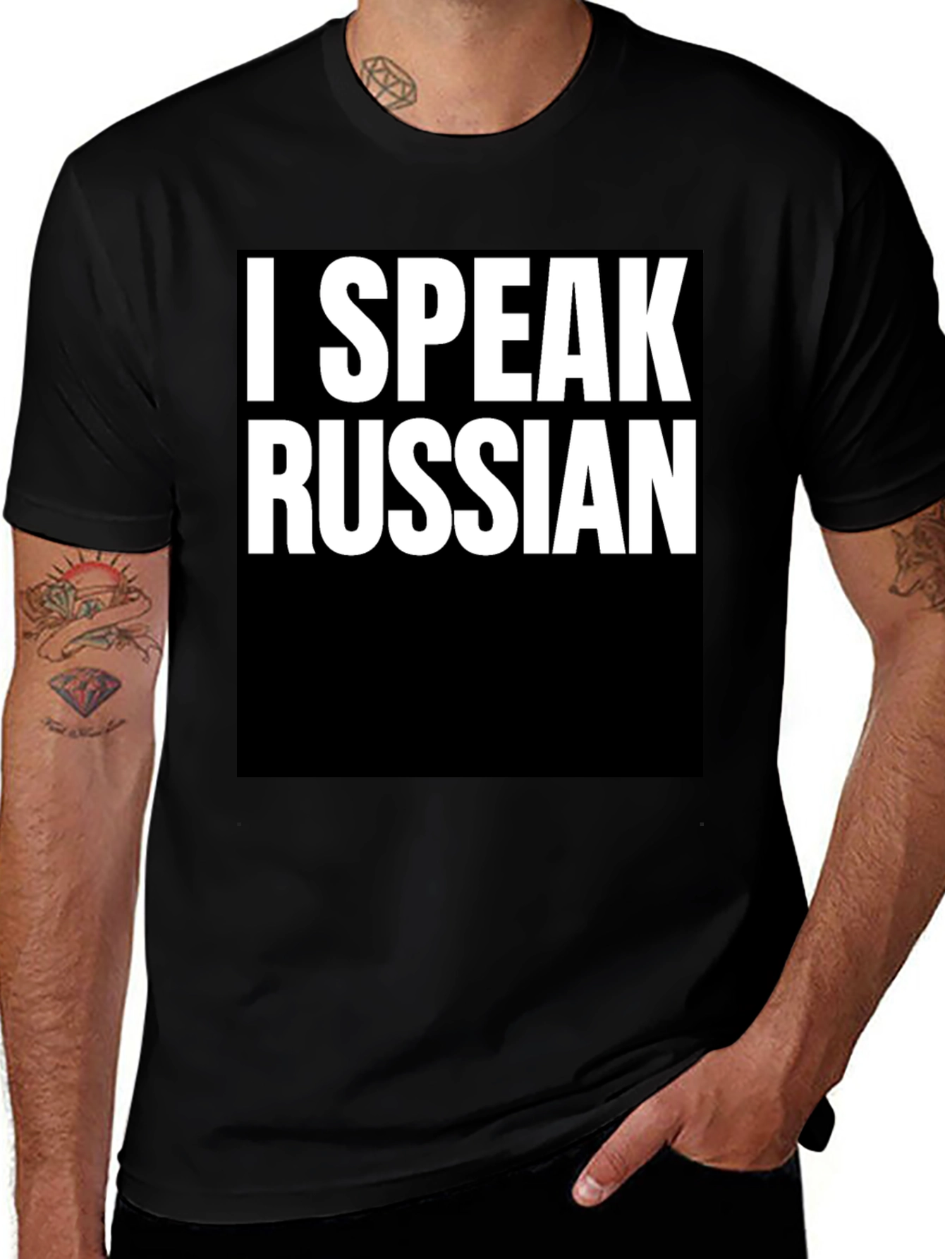 Variant 11 of I Speak Russian Graphic Tee - Black Cotton T-Shirt