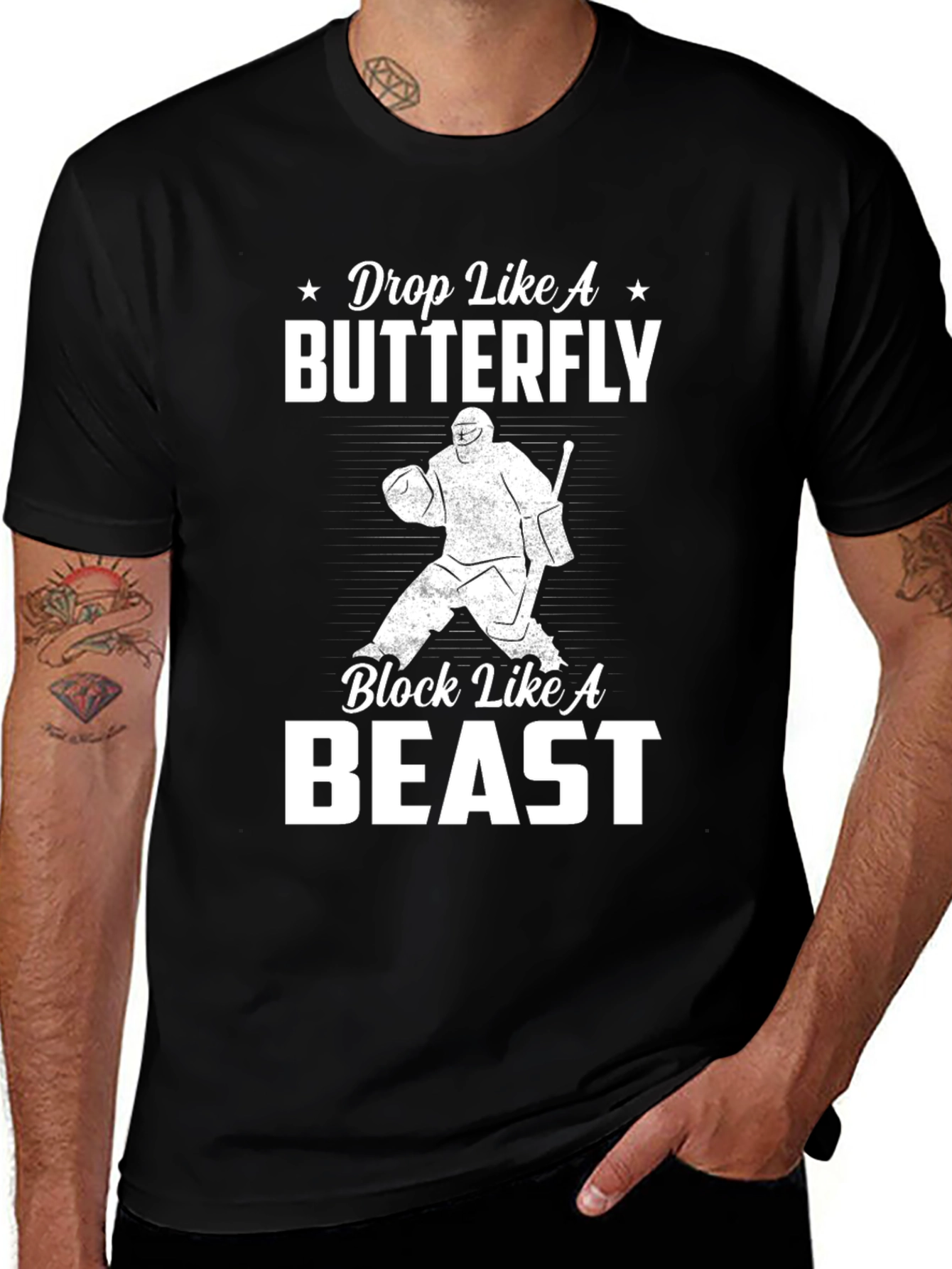 Variant 28 of Hockey Goalie Graphic T-Shirt - Drop Like a Butterfly