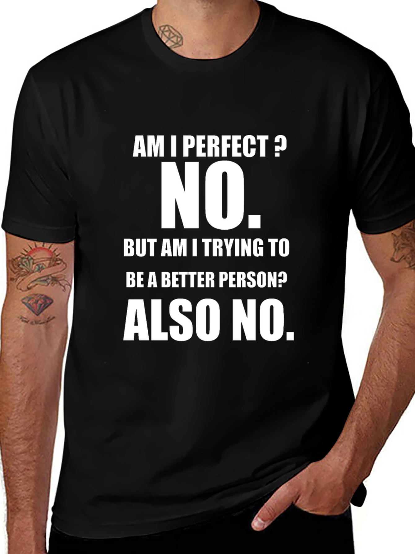 Variant 21 of Funny Graphic Tee - Am I Perfect? NO