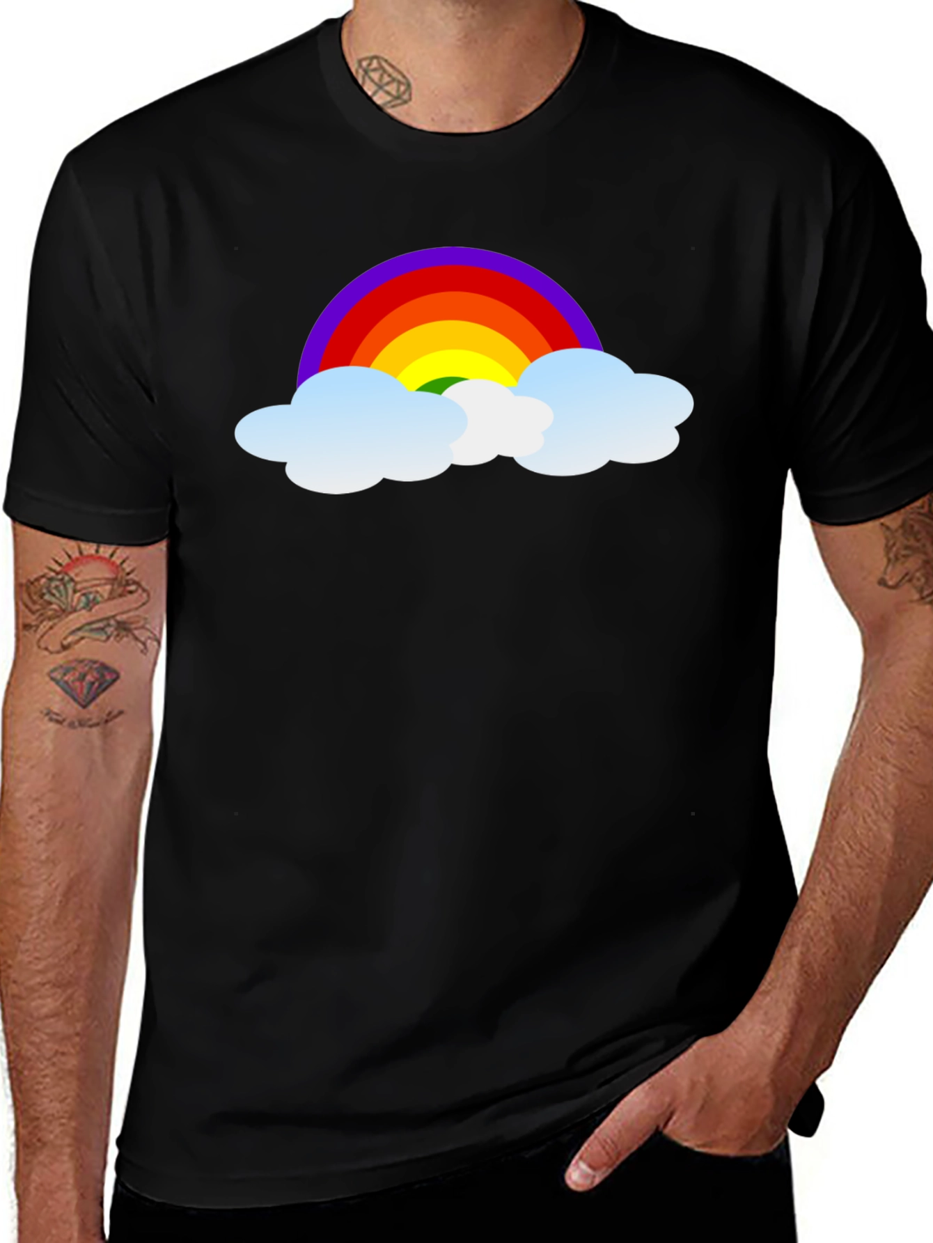 Variant 16 of Rainbow Cloud Graphic Black T-Shirt