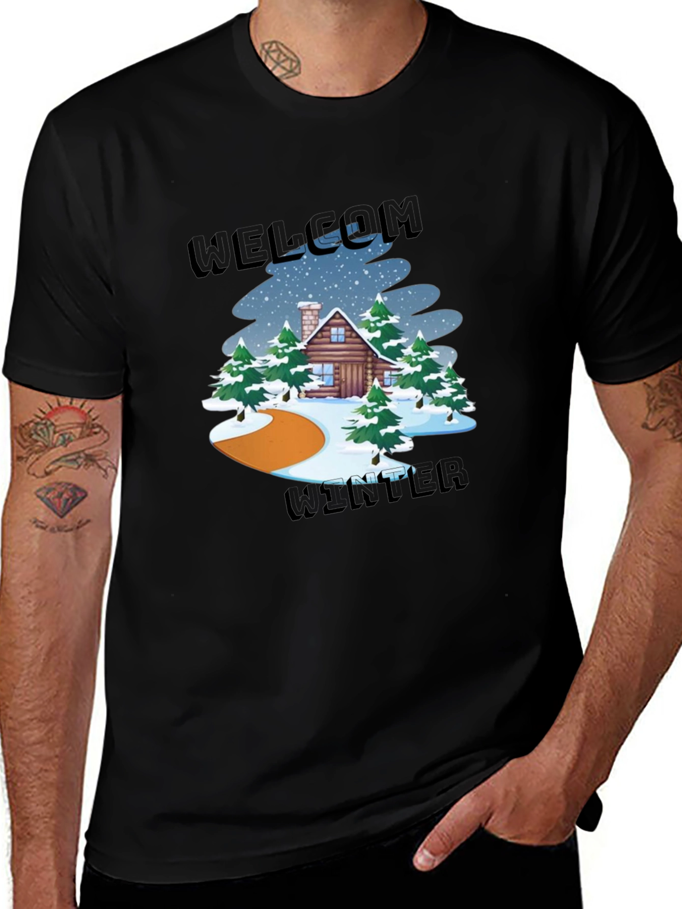 Variant 26 of Welcome Winter Cabin Graphic Tee