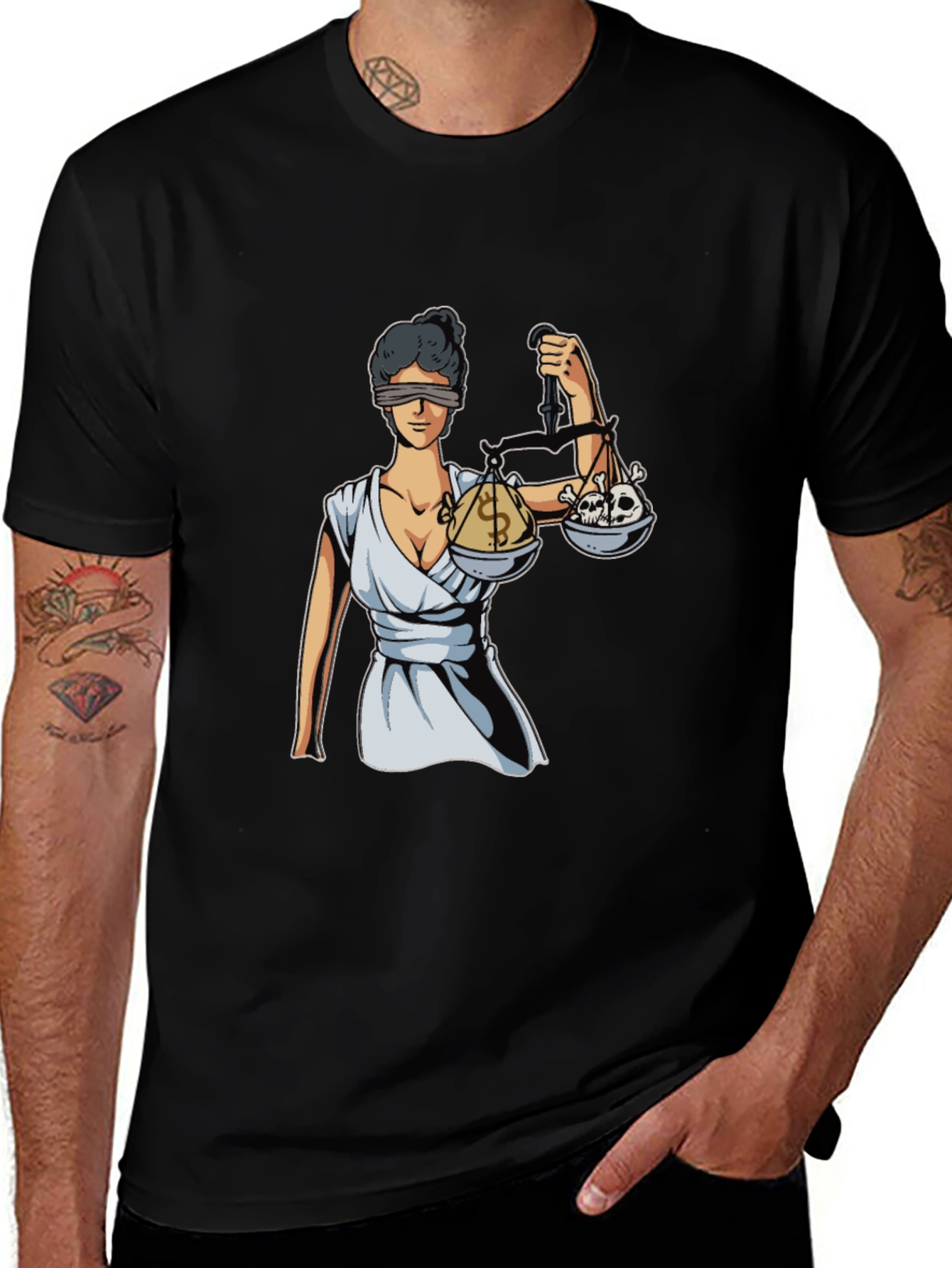 Justice Balance Men's Black Graphic Tee