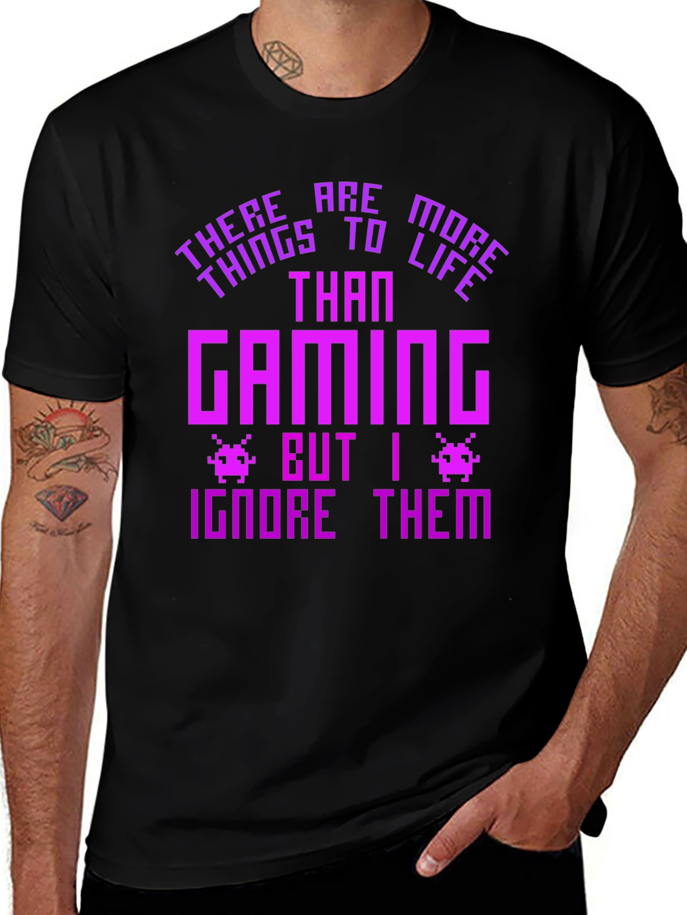 Variant 18 of Funny Gamer T-Shirt - There Are More Things to Life Than Gaming