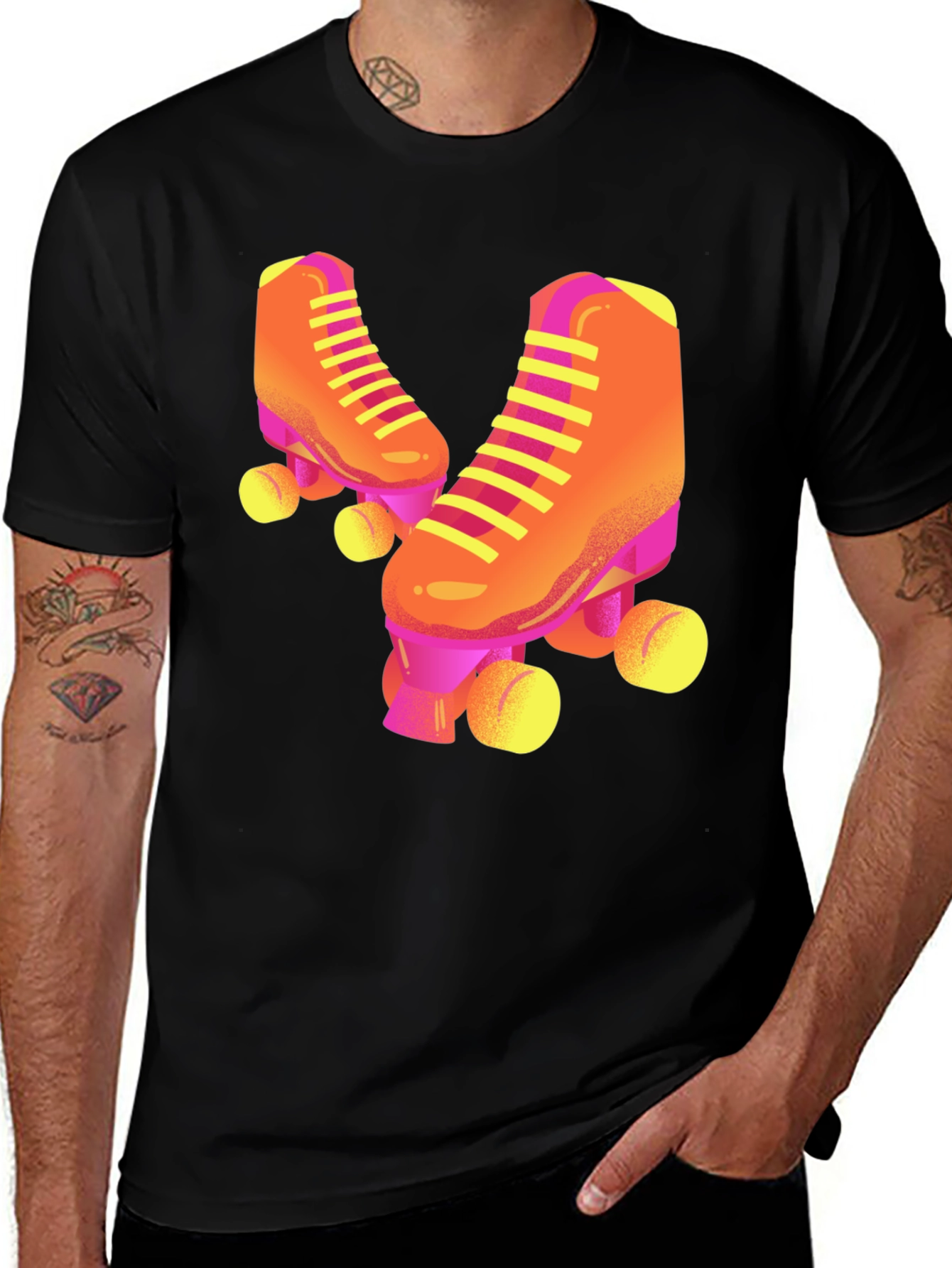 Variant 30 of Retro Roller Skate Graphic Tee - Black