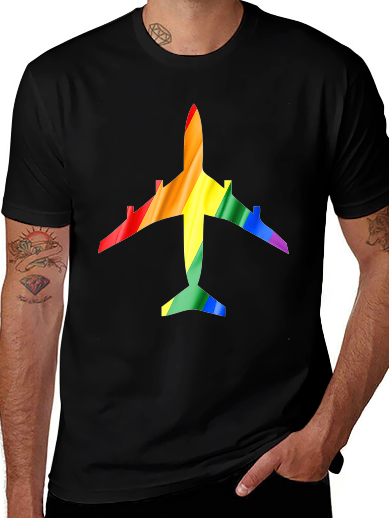 Variant 14 of Rainbow Airplane Graphic T-Shirt
