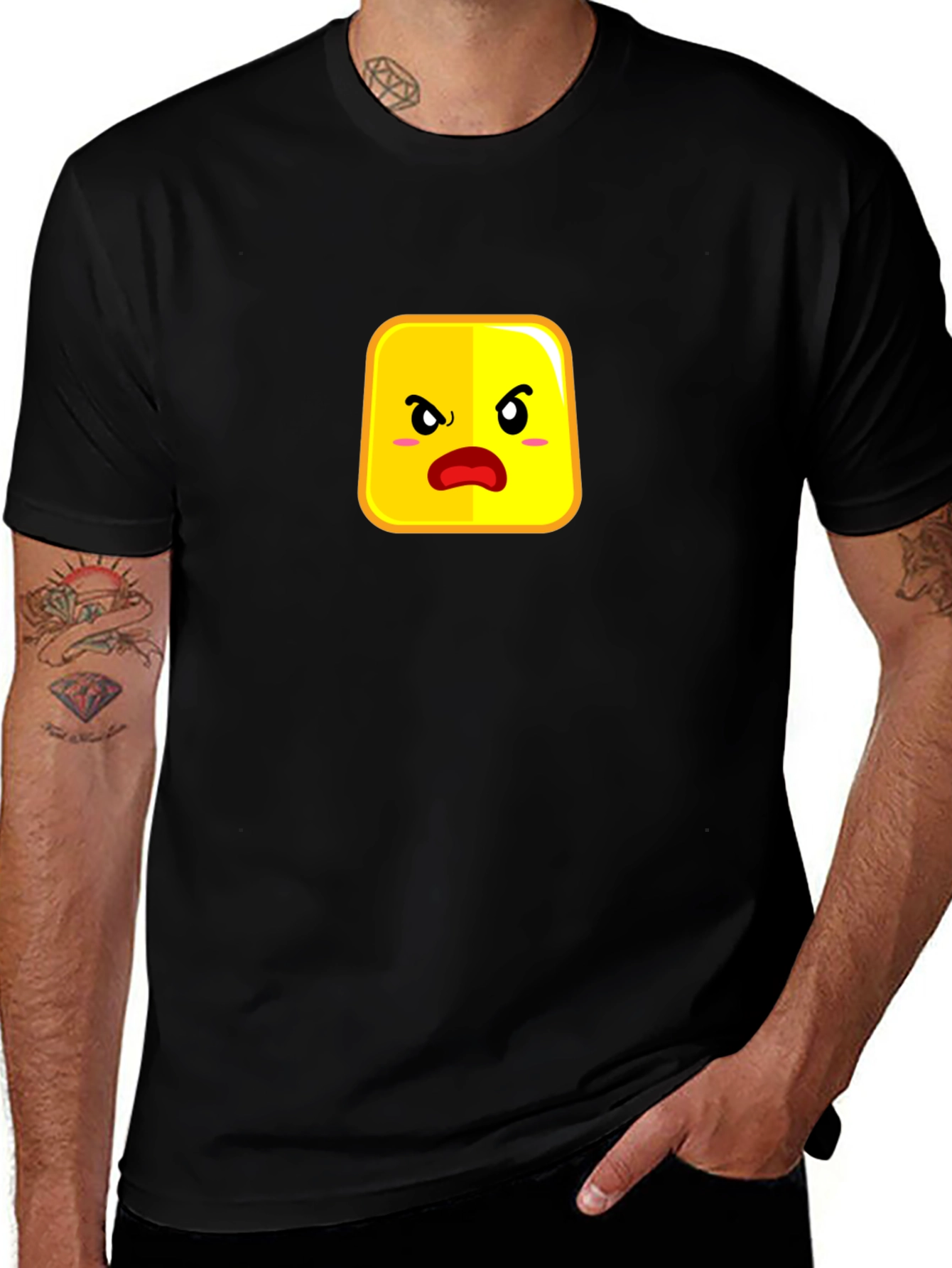 Variant 7 of Angry Yellow Brick Face Black T-Shirt