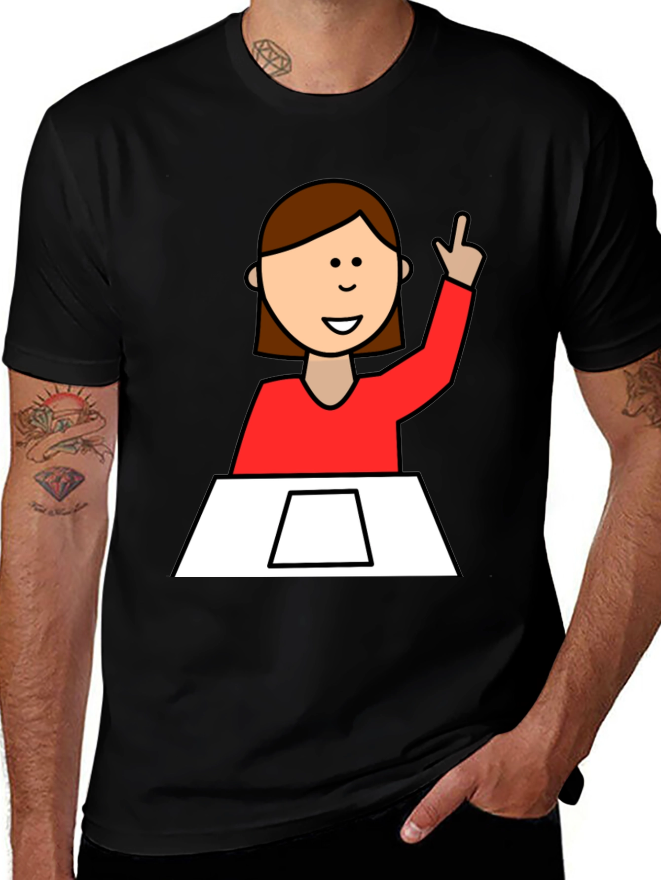 Variant 10 of Cartoon Teacher Black T-Shirt