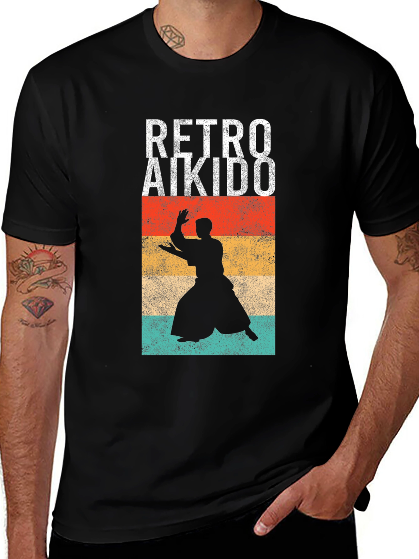Retro Aikido Silhouette T-Shirt - Martial Arts Vintage Style