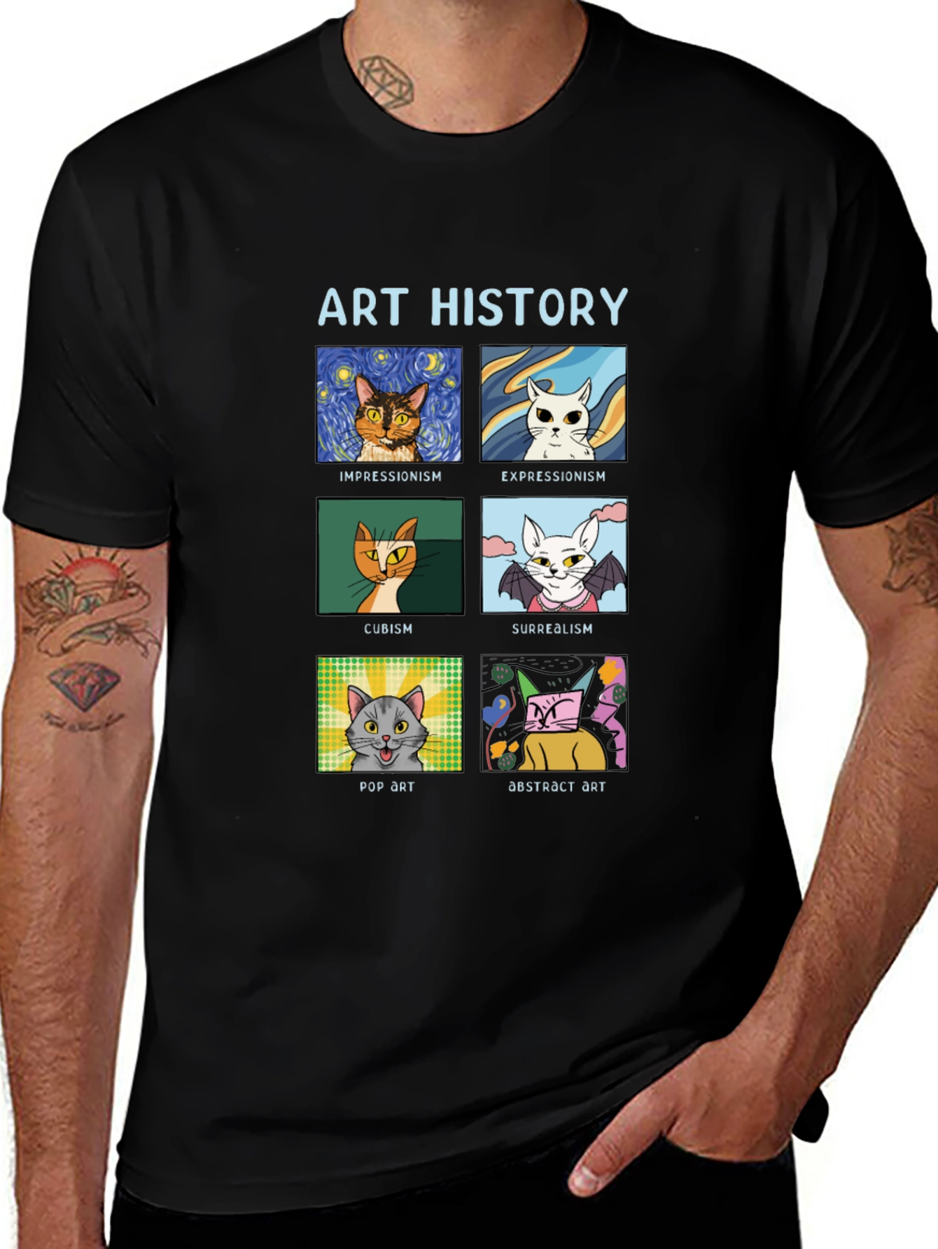 Variant 22 of Art History Cats Black T-Shirt