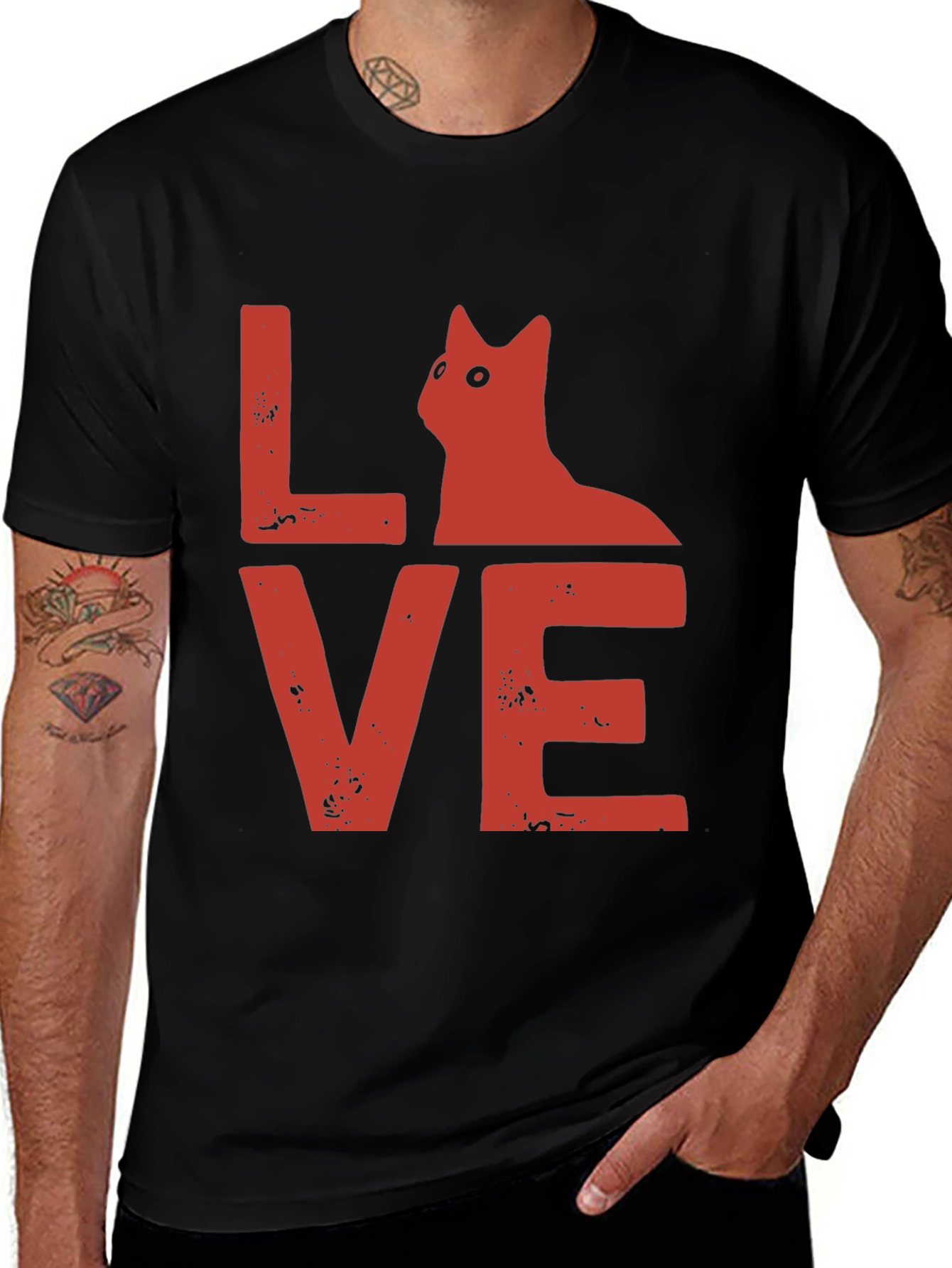 Variant 6 of Love Cat Graphic Tee - Soft Black Cotton T-Shirt
