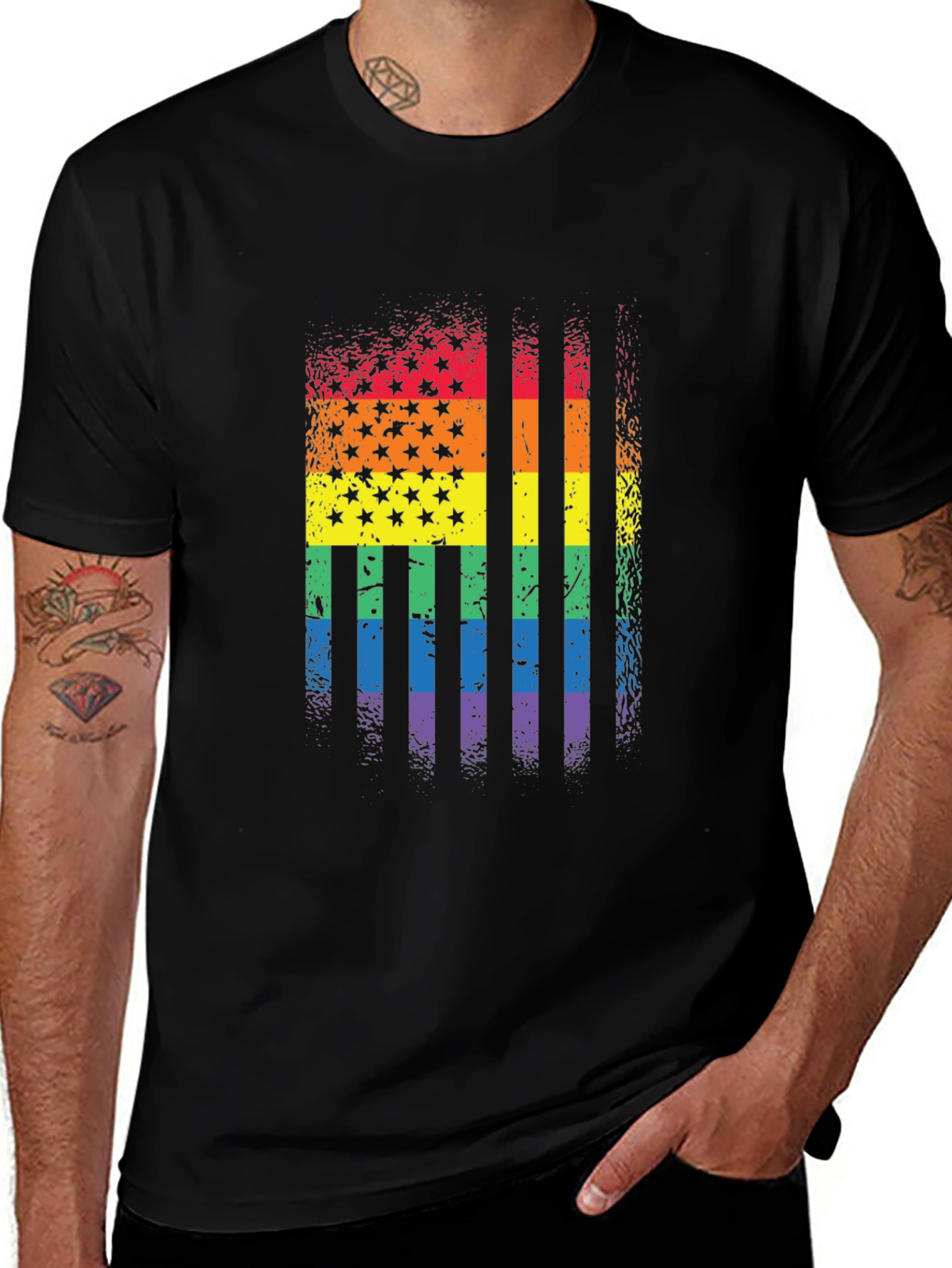 Variant 5 of Pride Flag T-Shirt - Rainbow American Flag