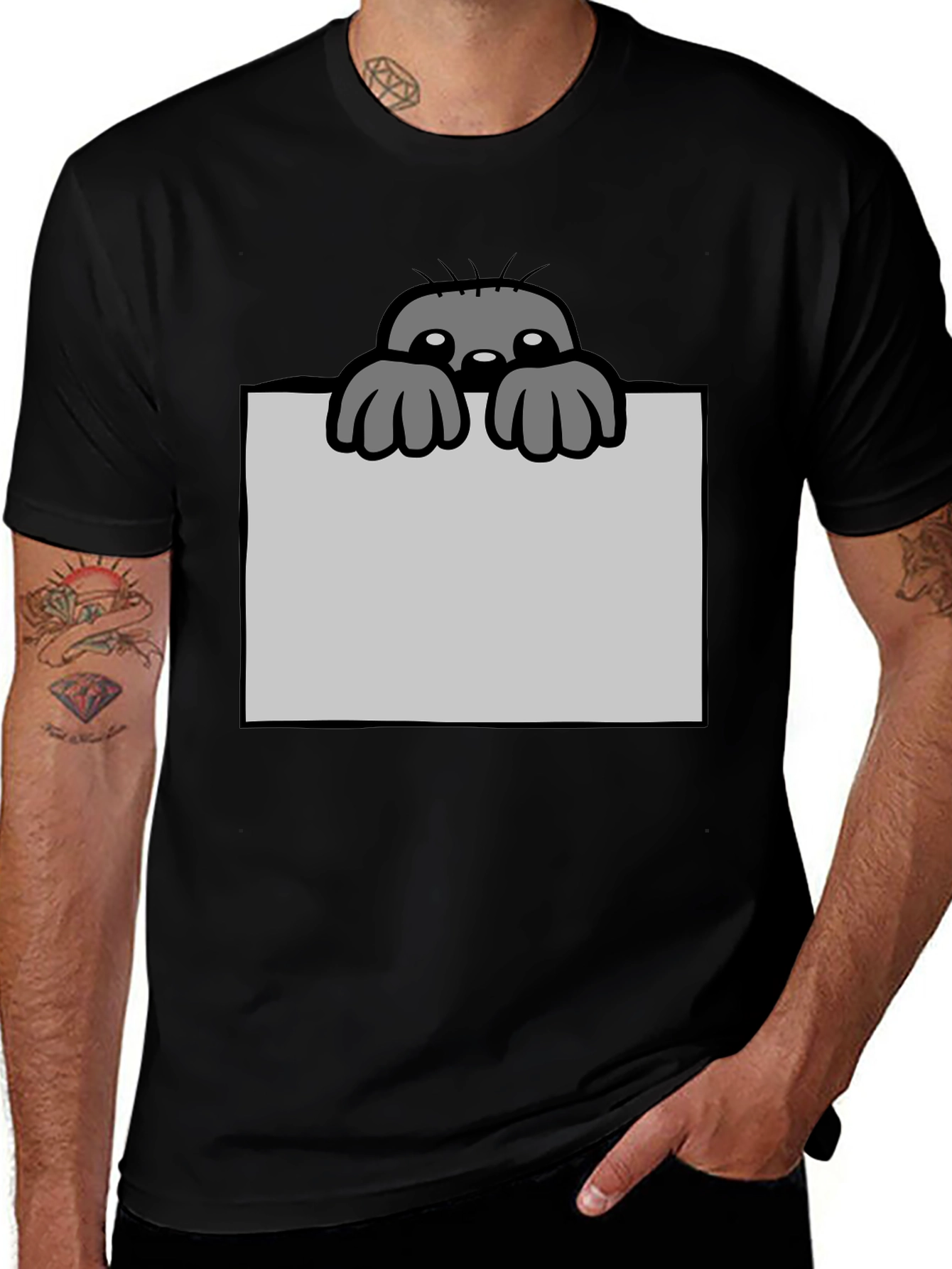 Variant 18 of Peek-a-Boo Mole Graphic Tee - Soft Black Cotton