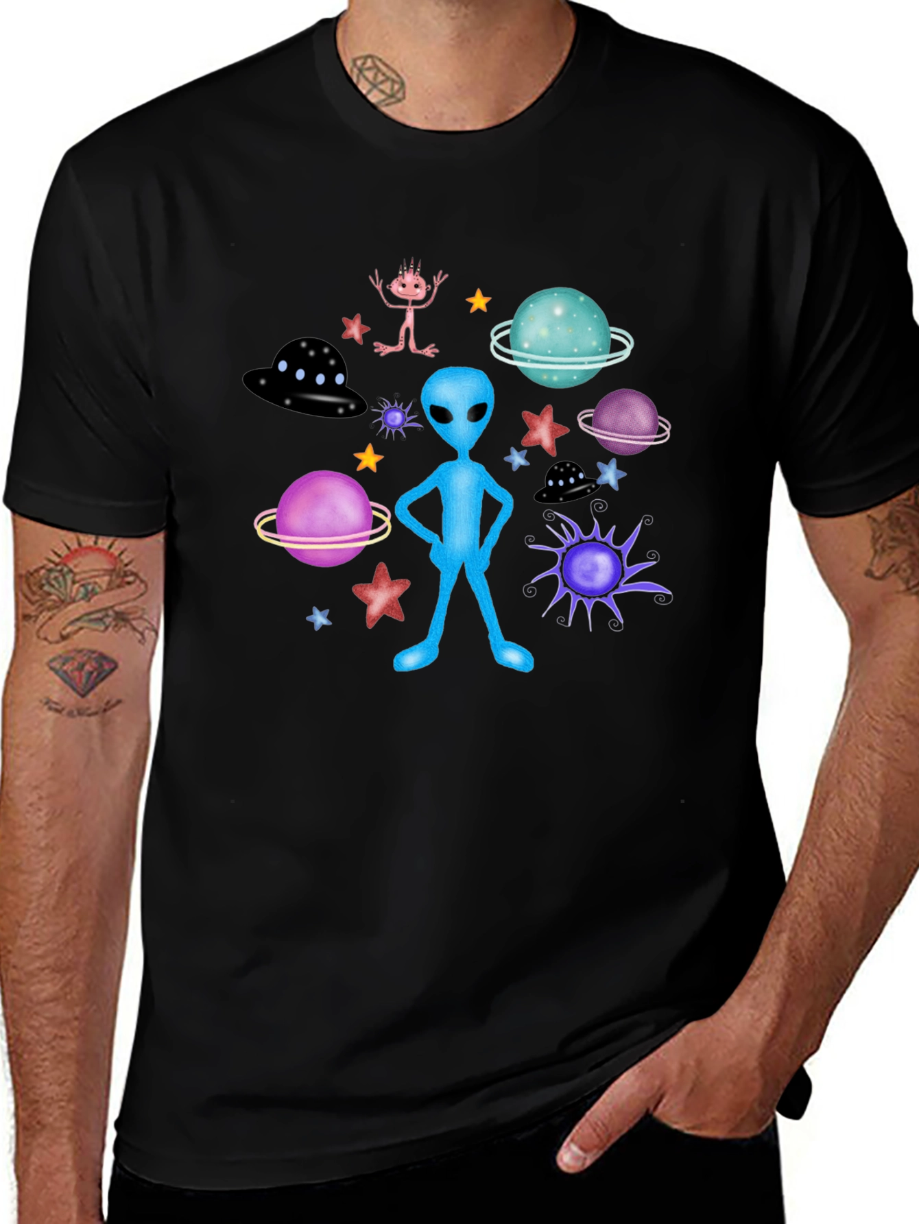Variant 3 of Alien Graphic Tee - Space Galaxy Print