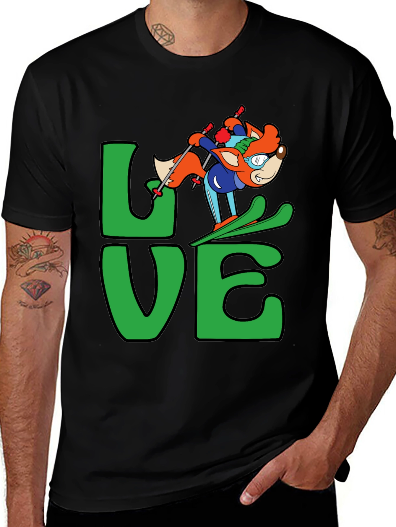 Variant 21 of Ski Fox 'Love' Graphic T-Shirt