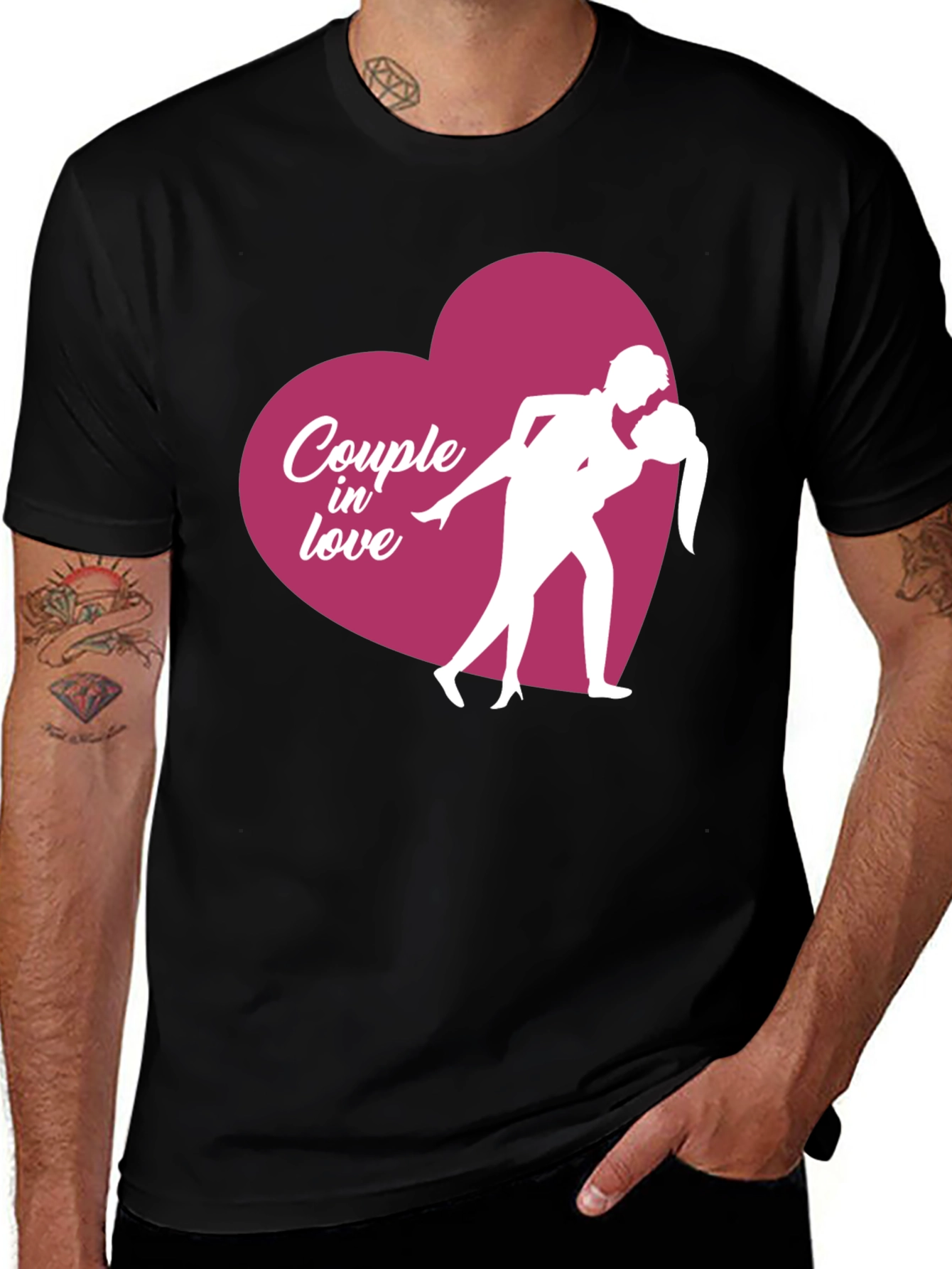 Variant 28 of Couple in Love Graphic T-Shirt - Black