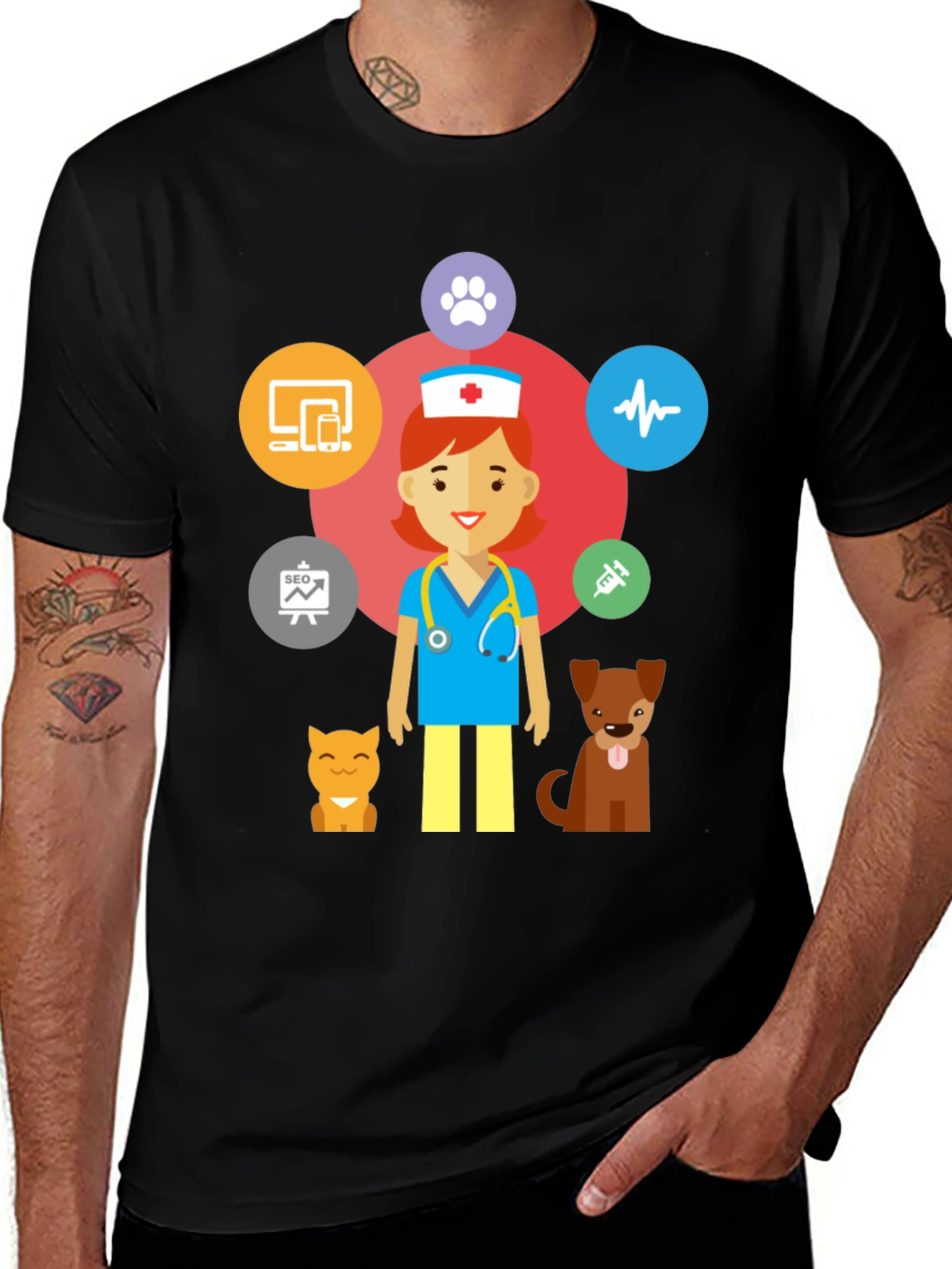 Variant 25 of Veterinarian Cartoon Graphic T-Shirt