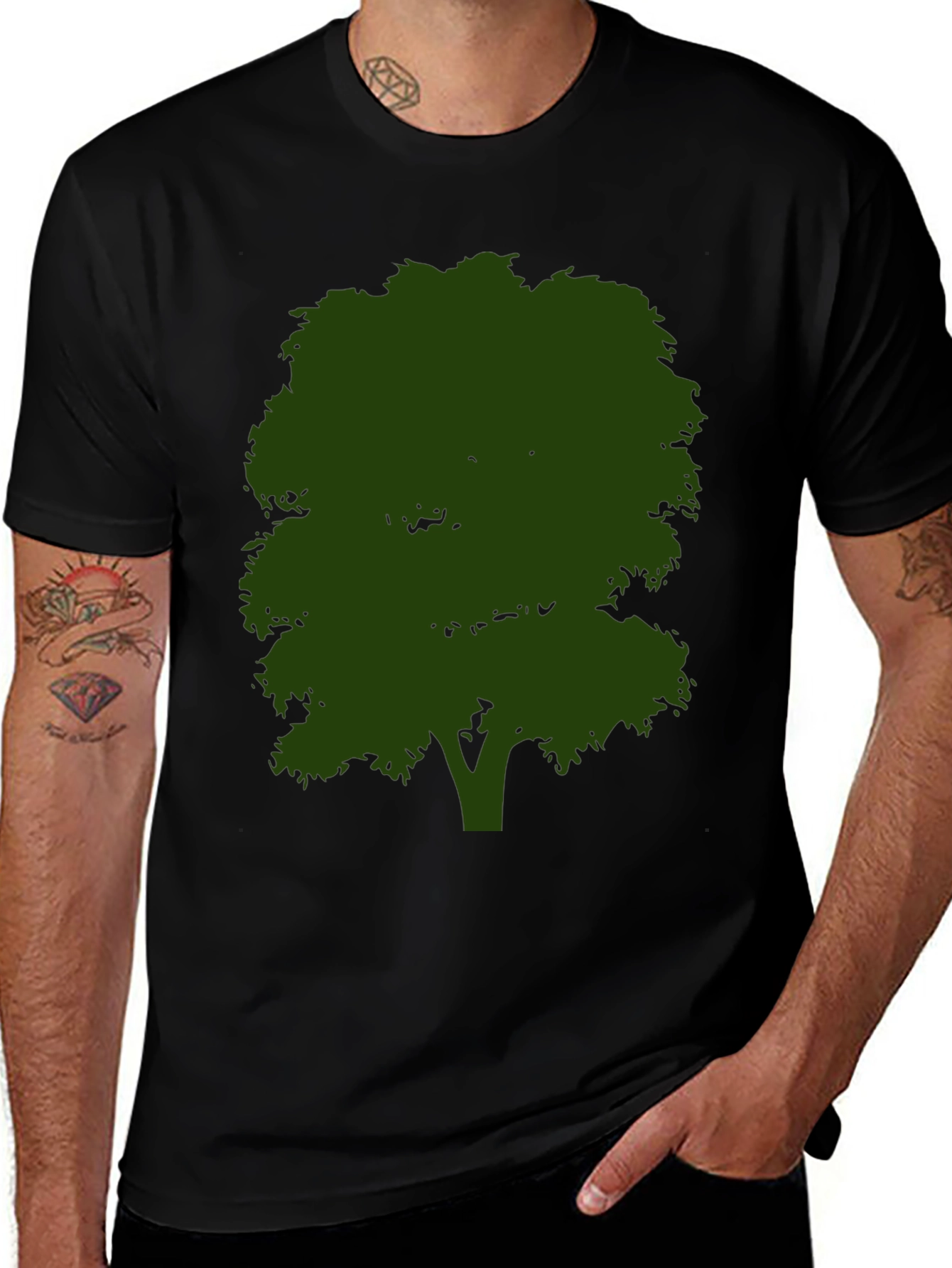 Variant 23 of Nature Tree Graphic Tee - Black Cotton Shirt