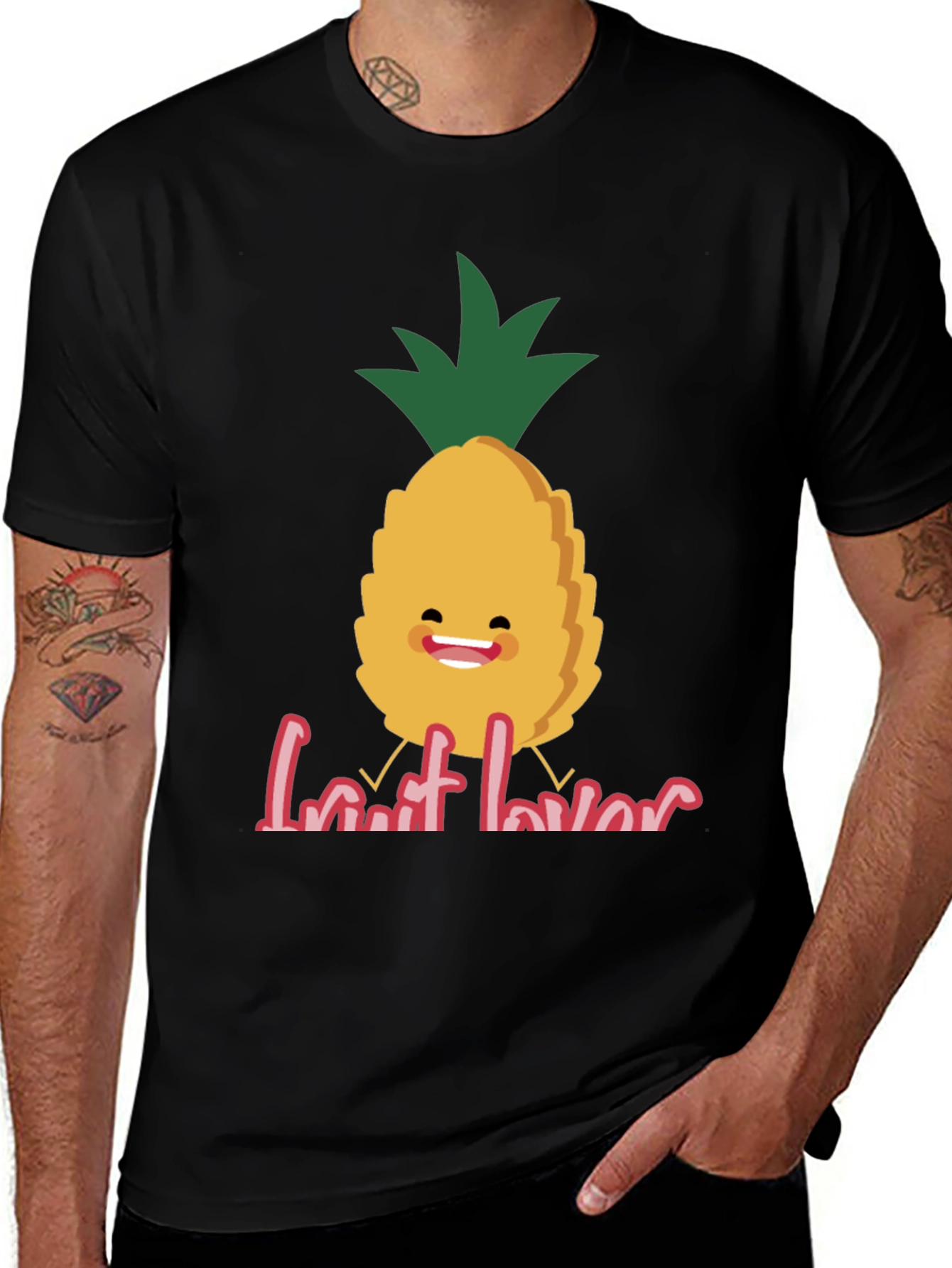 Variant 6 of Funny Pineapple Fruit Lover Black T-Shirt