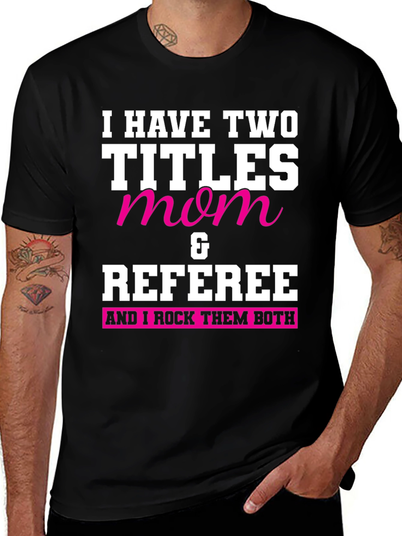 Black Mom & Referee T-Shirt - I Rock Them Both main image