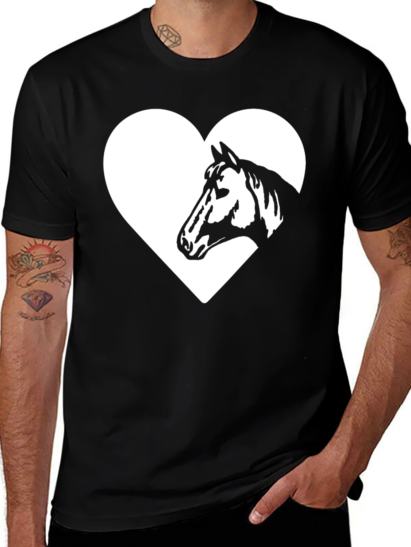 Variant 24 of Horse Love Graphic Tee - Black Cotton T-Shirt