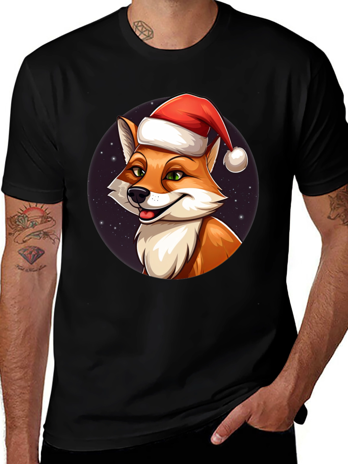 Variant 15 of Festive Fox T-Shirt: Holiday Cartoon Style