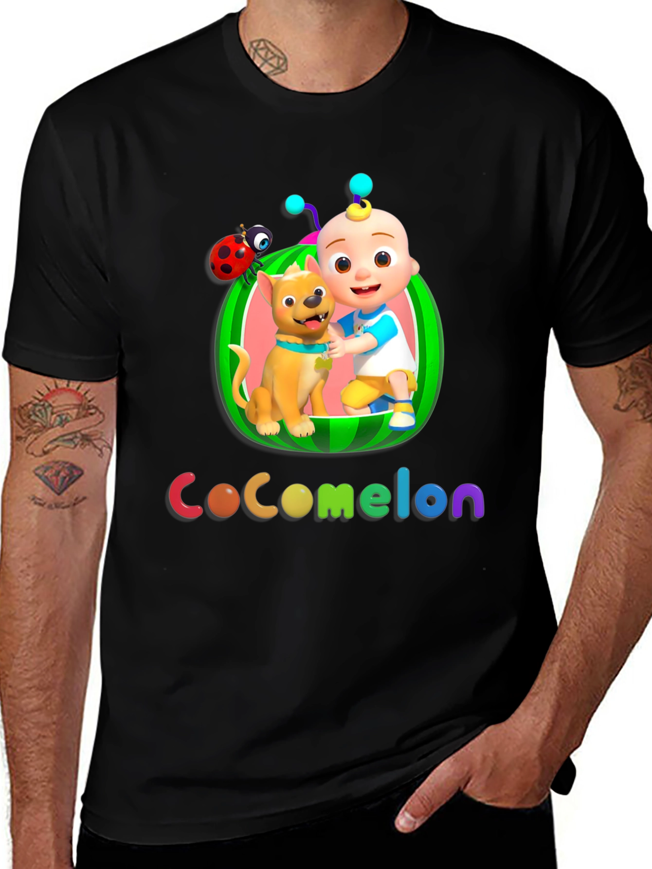 Cocomelon Graphic Tee - Black Cotton Blend