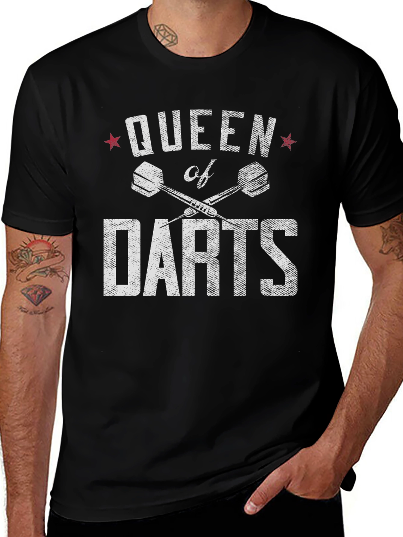 Queen of Darts Graphic T-Shirt - Black