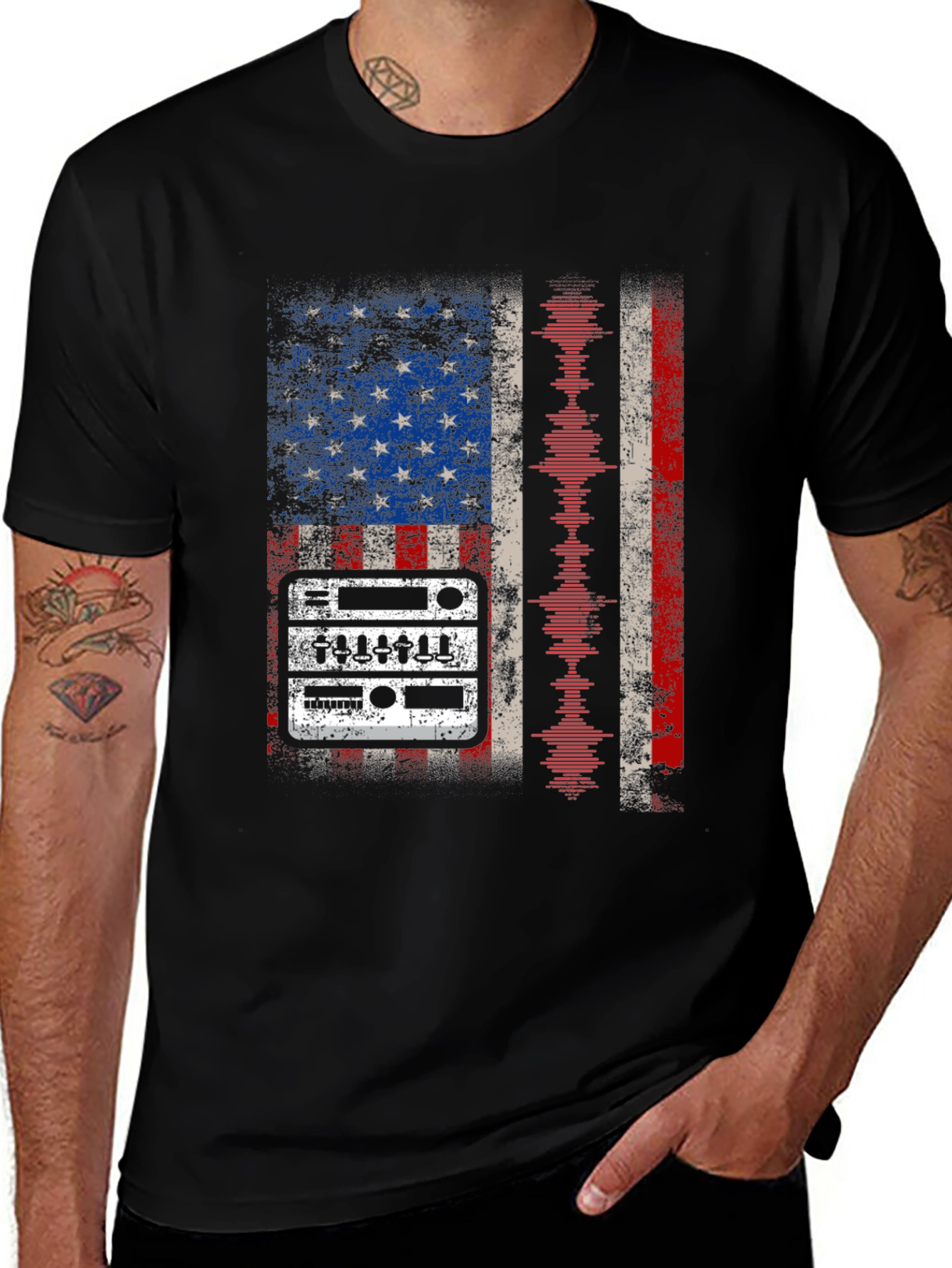 Variant 29 of American Flag DJ Mixer T-Shirt